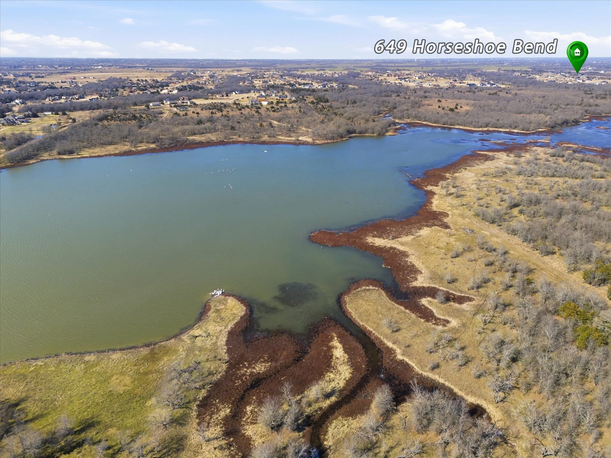 Bird's eye view of a large Stocked pond