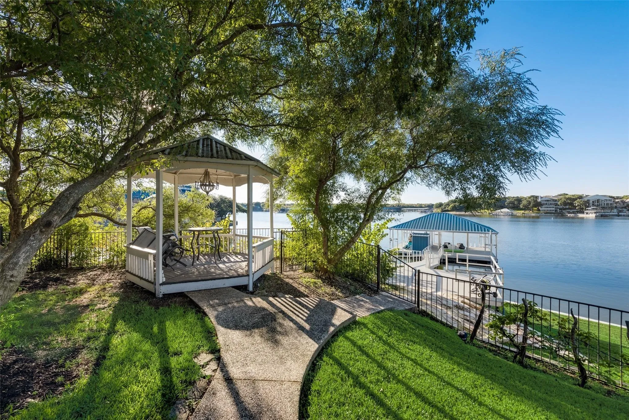 Gazebo and path leading to boat dock.