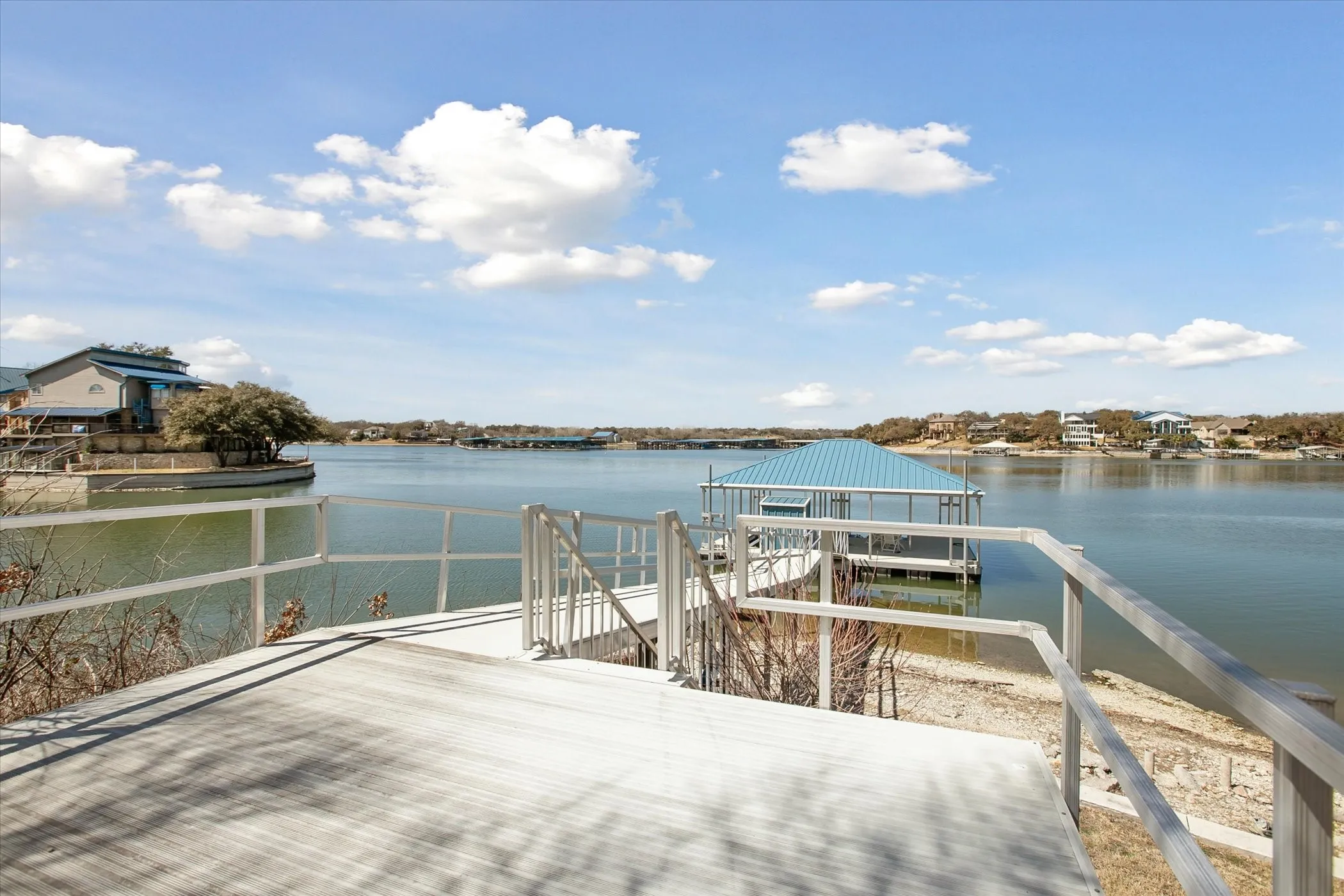 Walkway leading to boat dock.