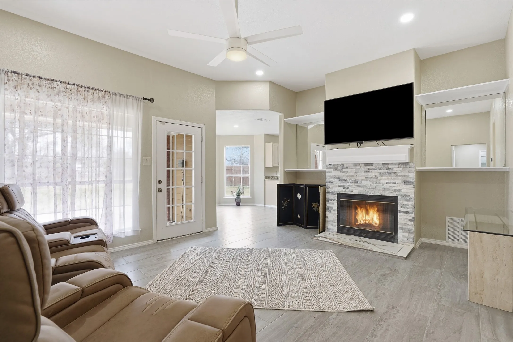 Wood burning fireplace