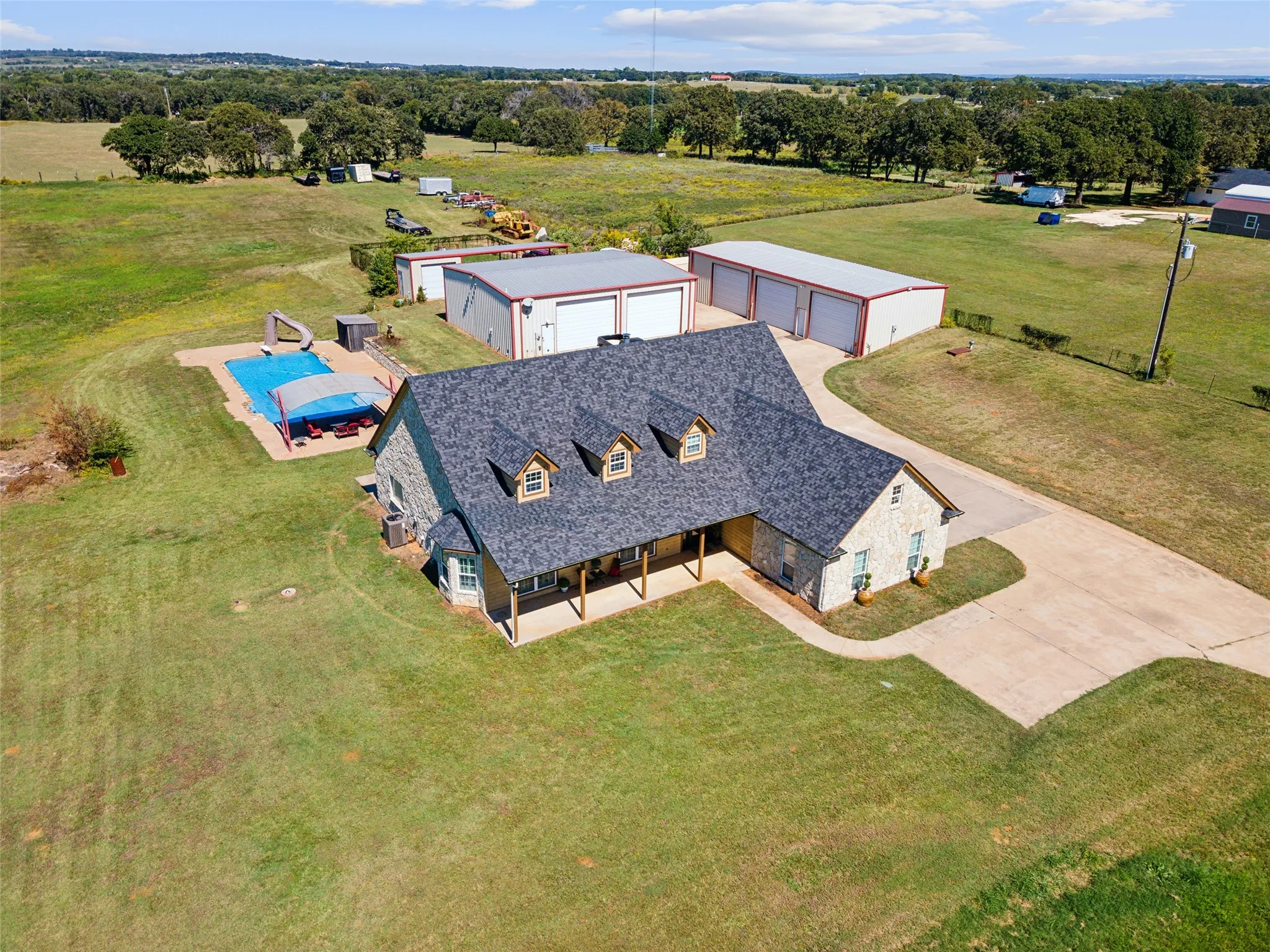 Aerial view of the home from the front