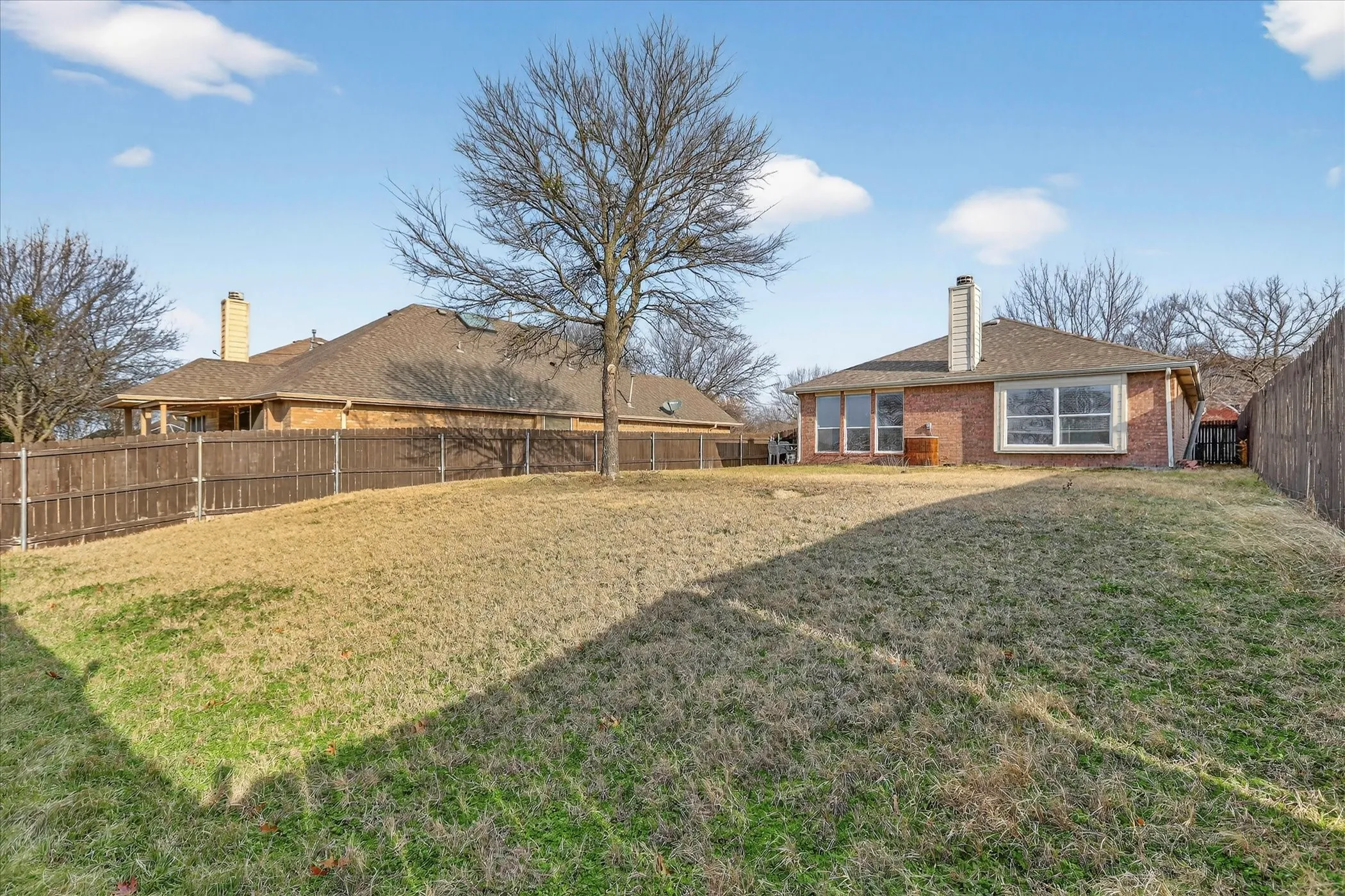 View of fenced backyard
