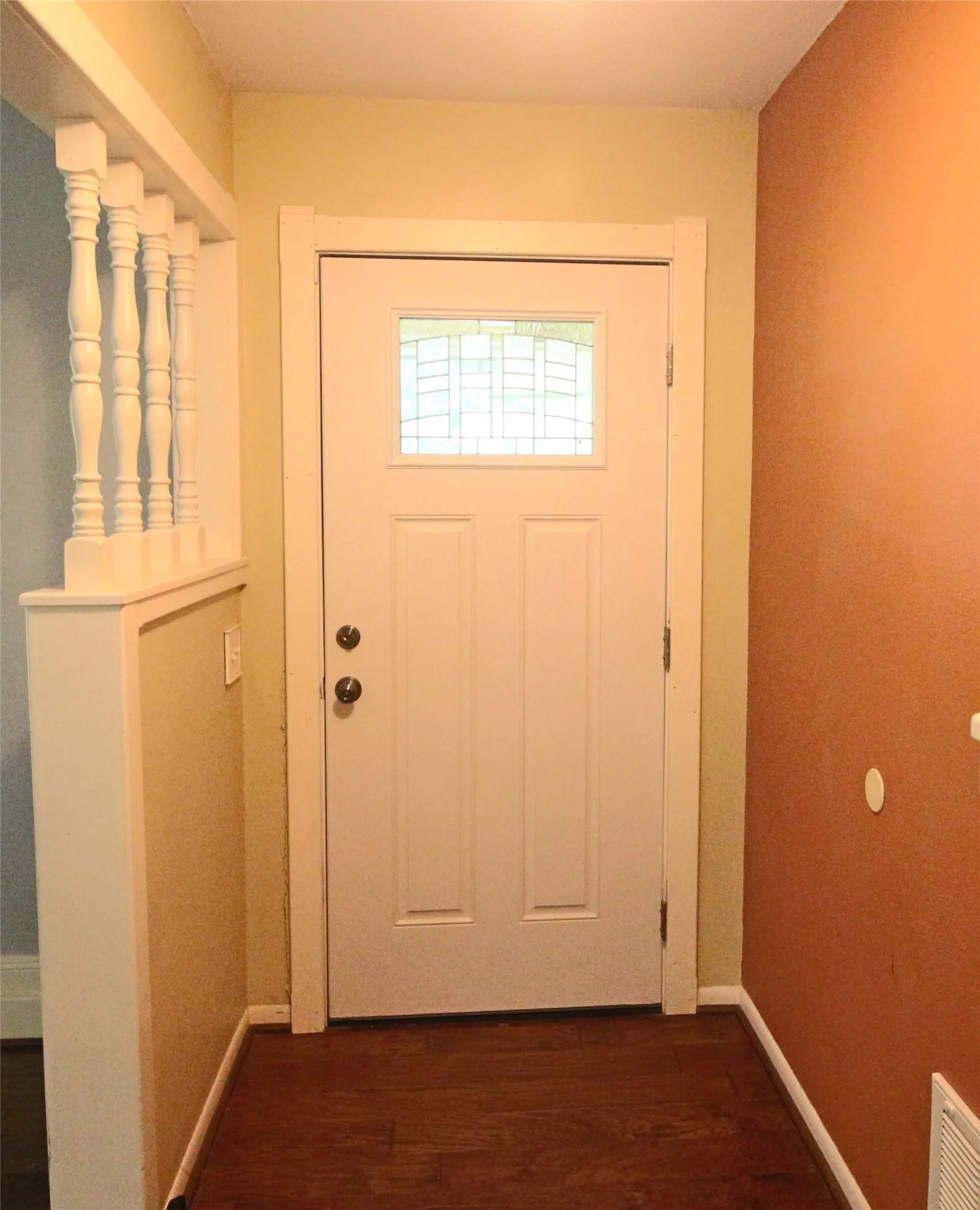 Front door to entry way