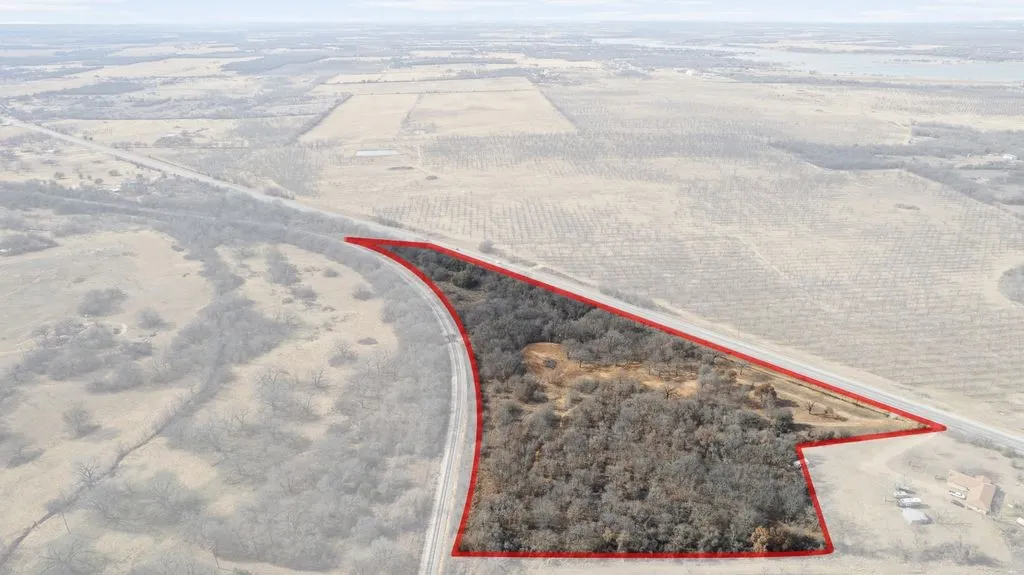 Overview of rural landscape with property parcel outlined