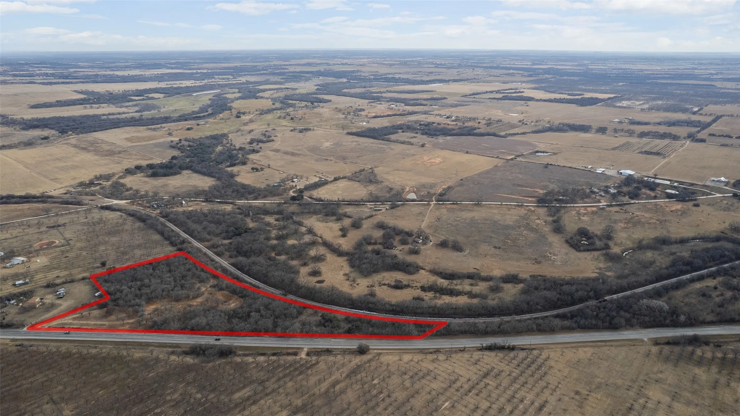 View of property location with rural property acreage outlined in red