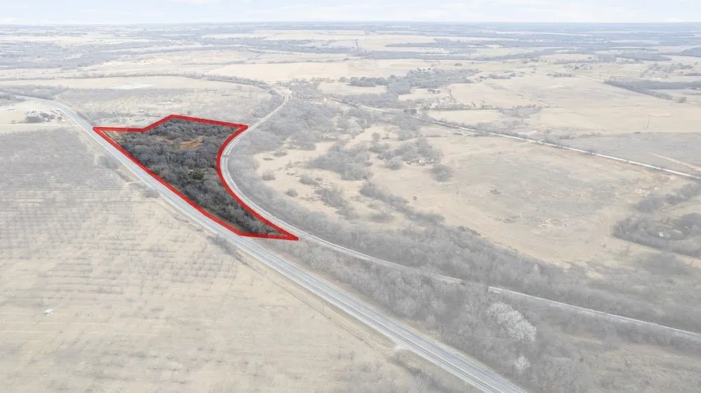 Overview of rural landscape with property parcel outlined