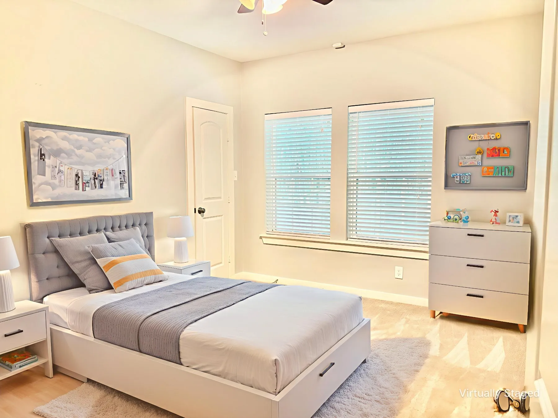 Bedroom with ceiling fan and baseboards