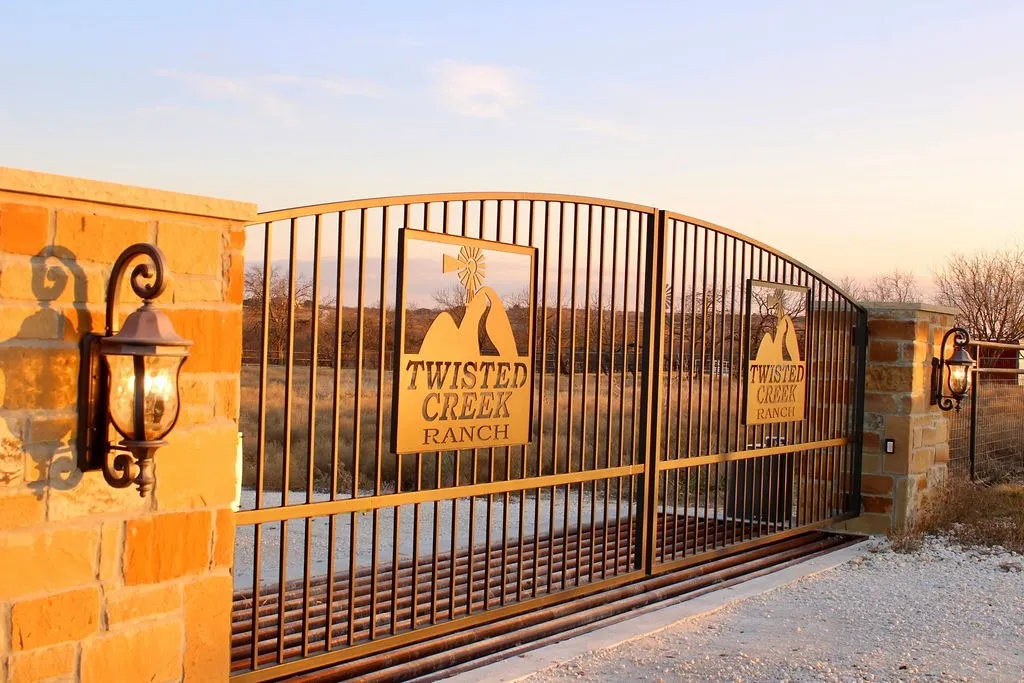 View of gate at dusk