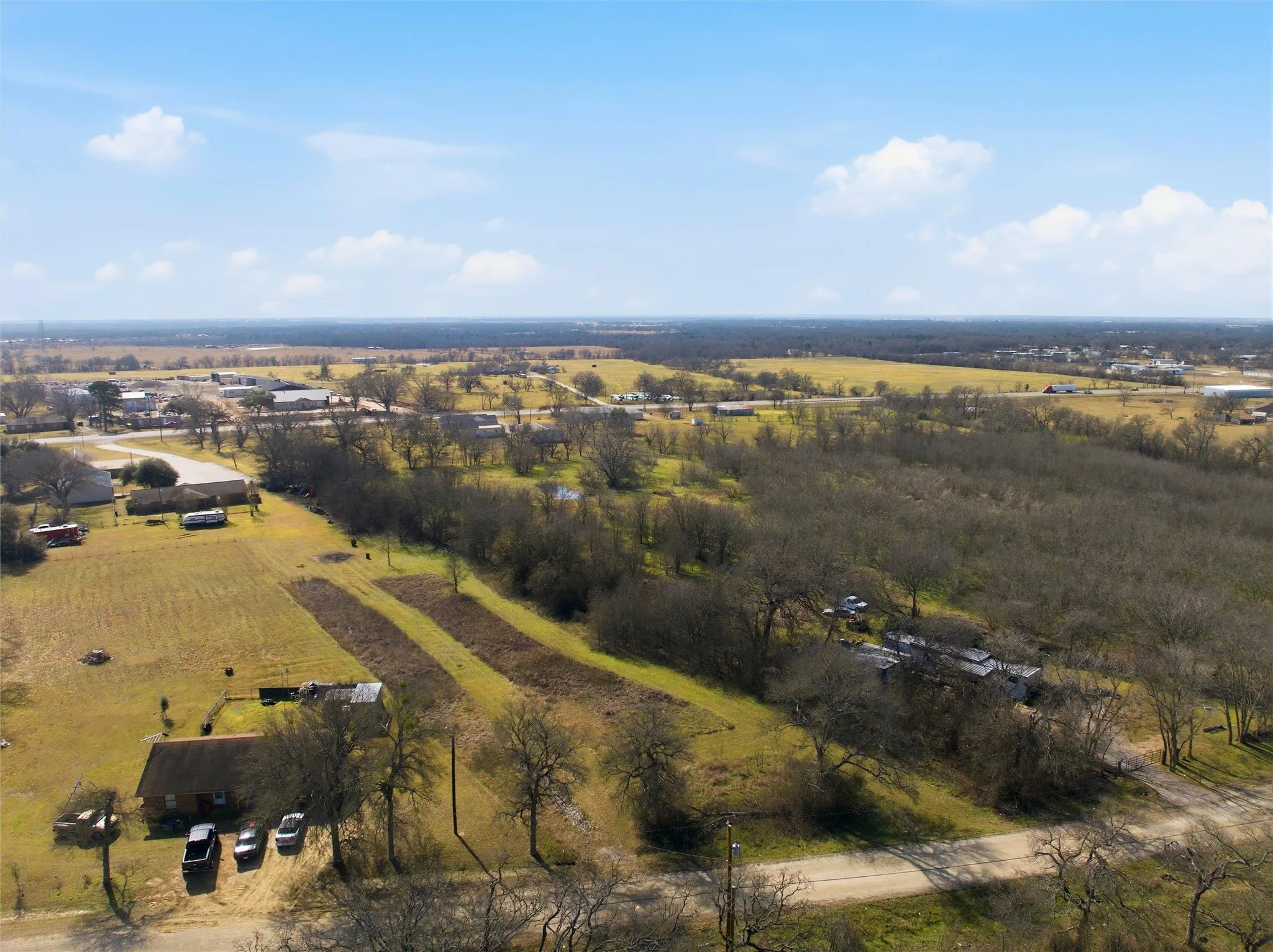 Aerial view of sparsely populated area