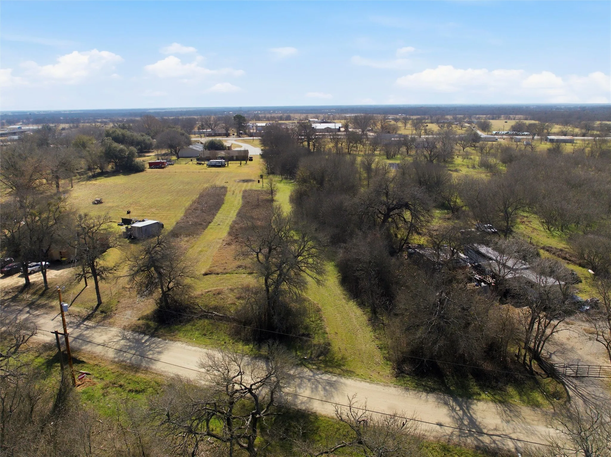 Aerial view of sparsely populated area