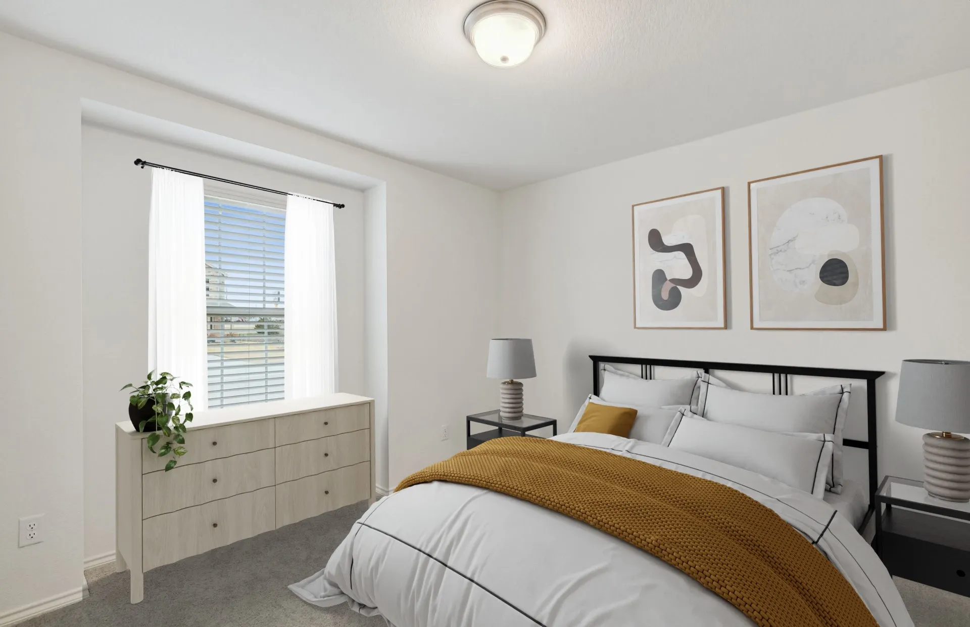 Spacious secondary bedroom with large windows *Model Representation*