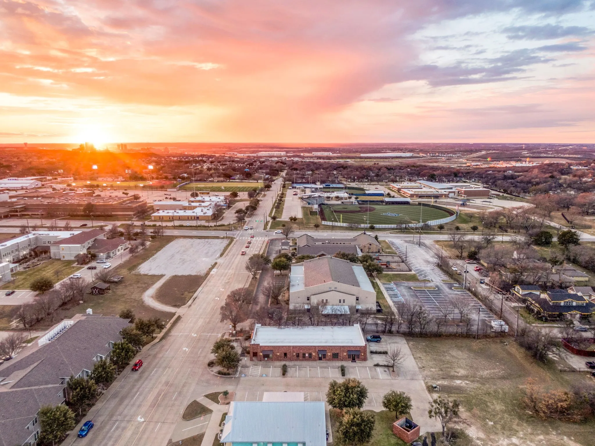 Aerial angle showcasing the property's location within a growing, well-connected area.