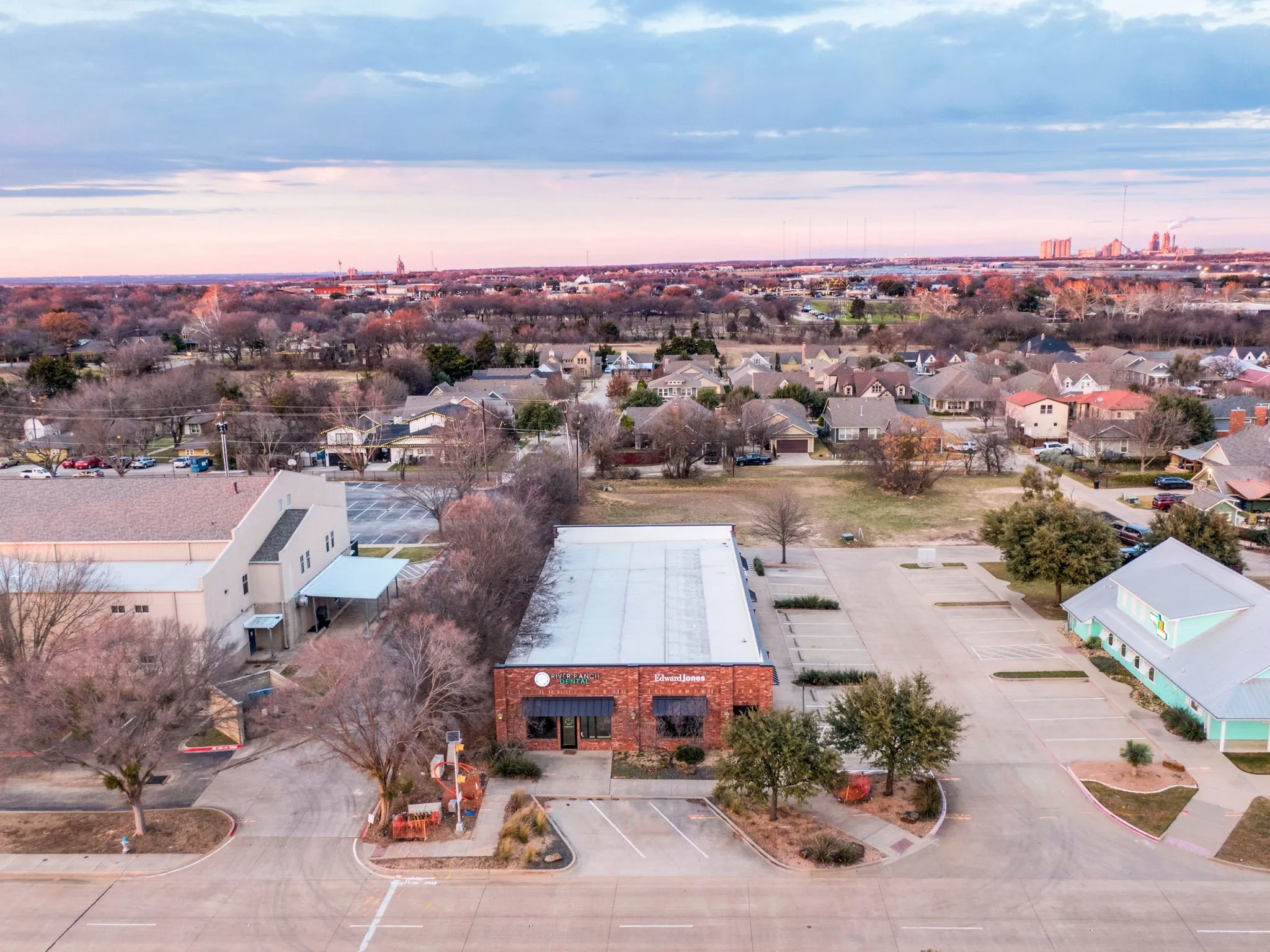 Additional aerial perspective highlighting the property's overall layout and setting.
