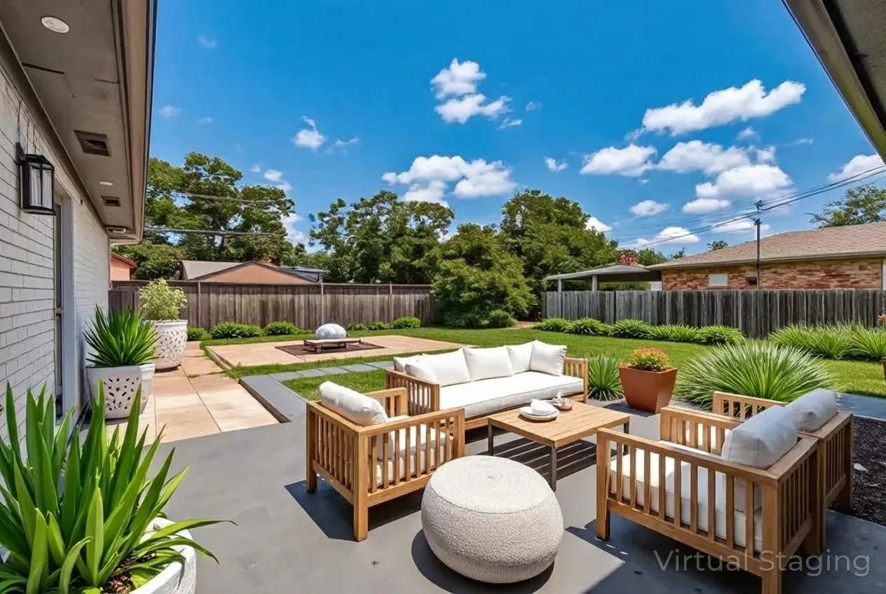 Virtually staged, potential of backyard entertainment