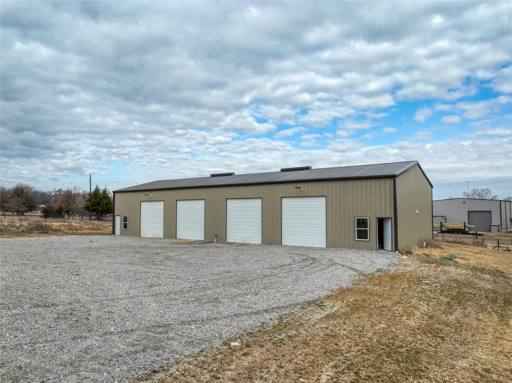 View of detached garage