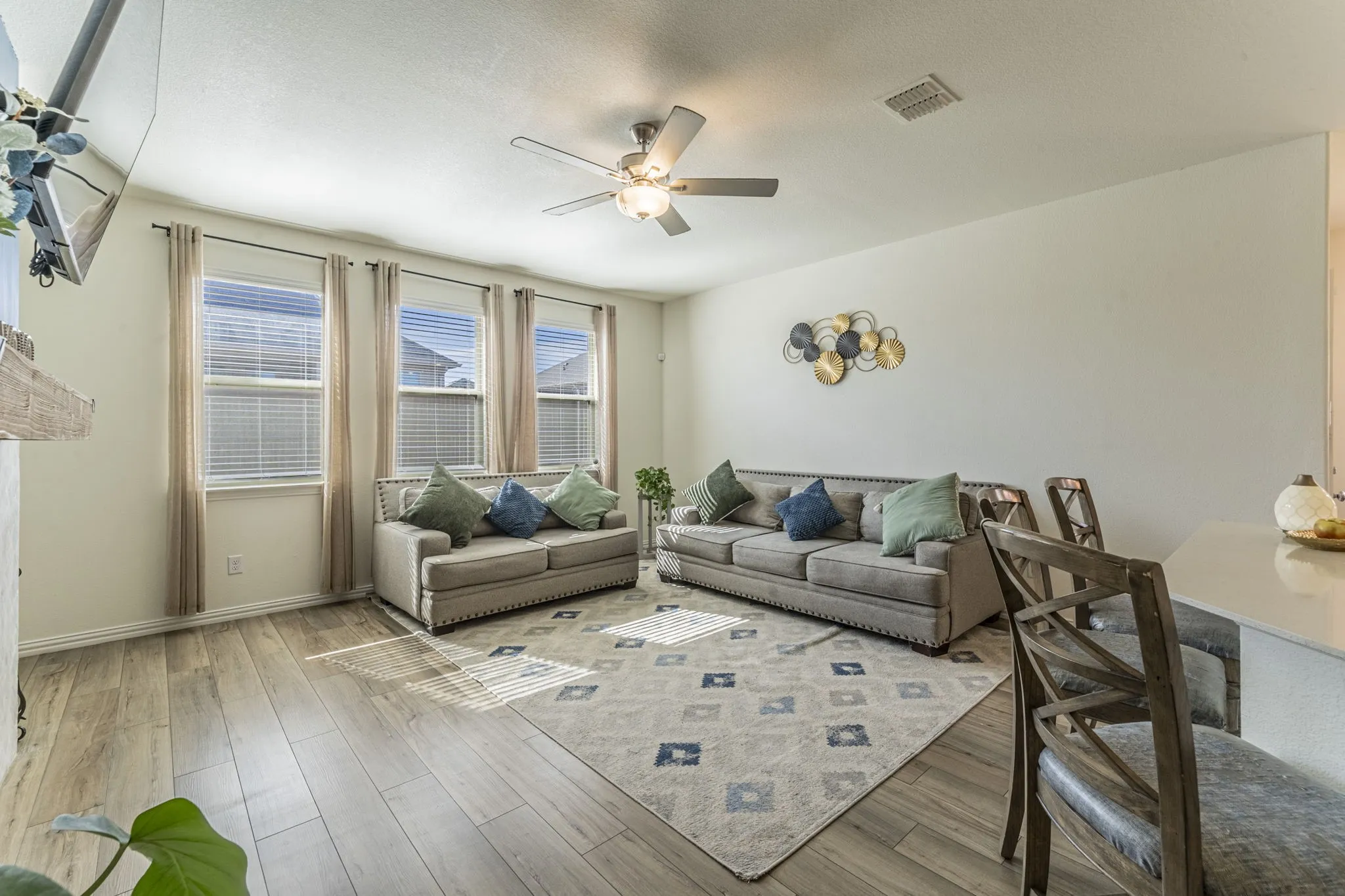 Living room featuring large windows