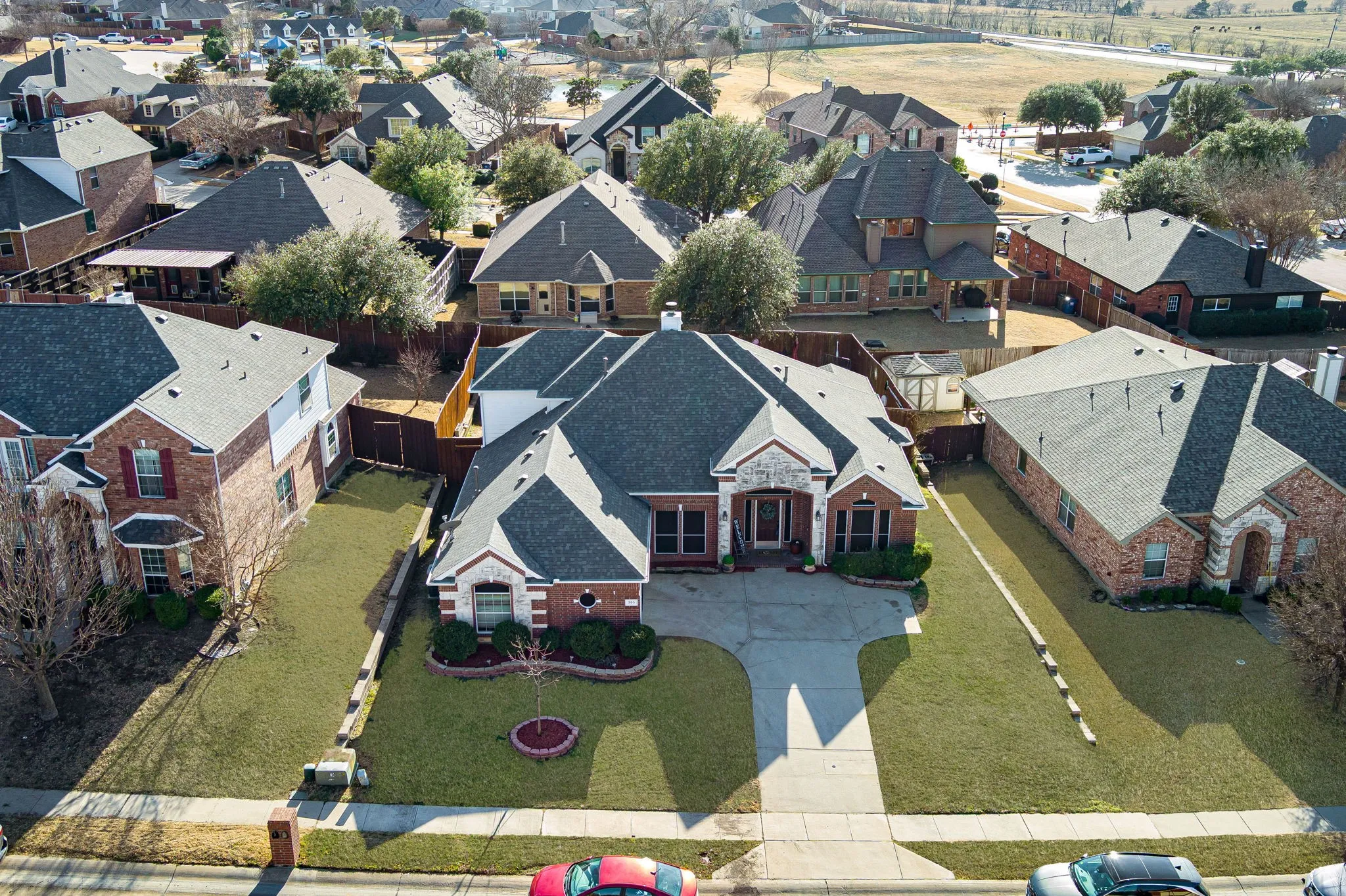 Aerial view of residential area