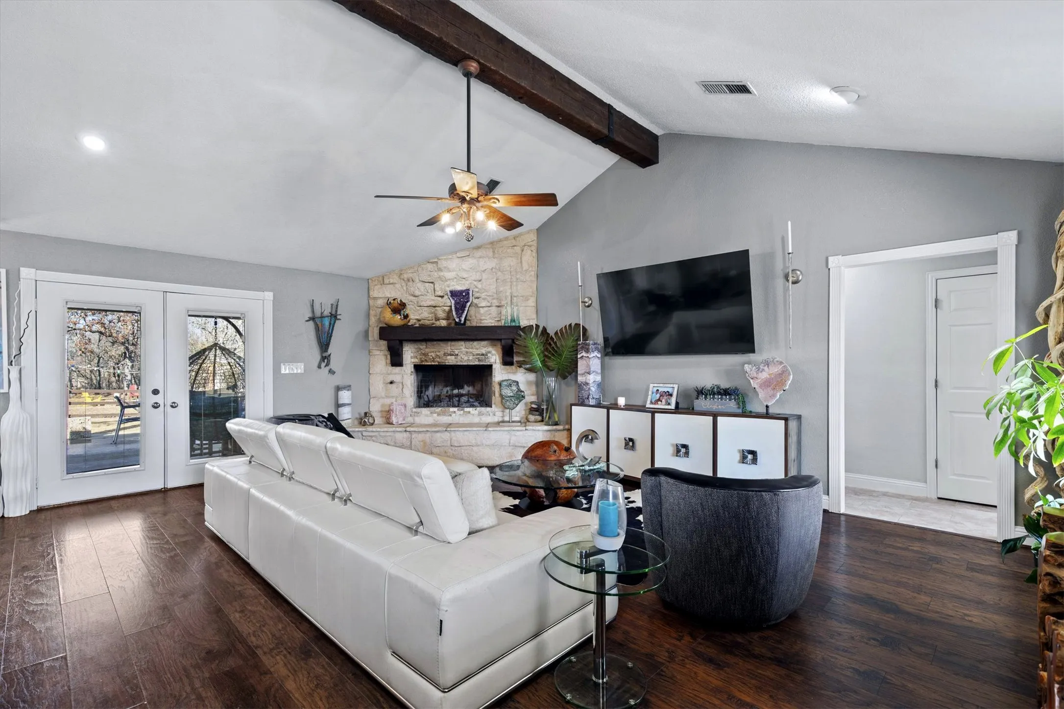 LIVING ROOM...Extra View, French Doors To Back Patio And Yard