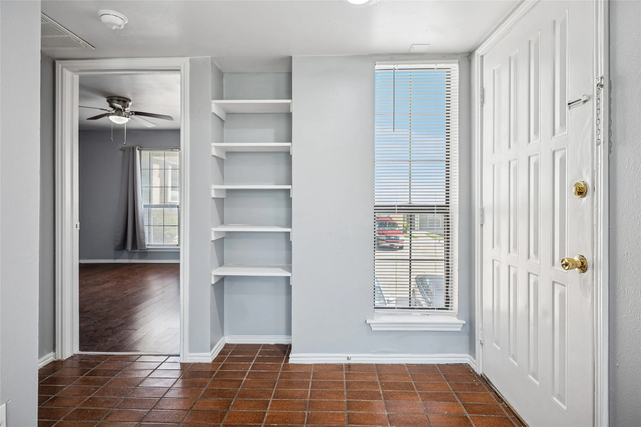 Attractive foyer with shelves