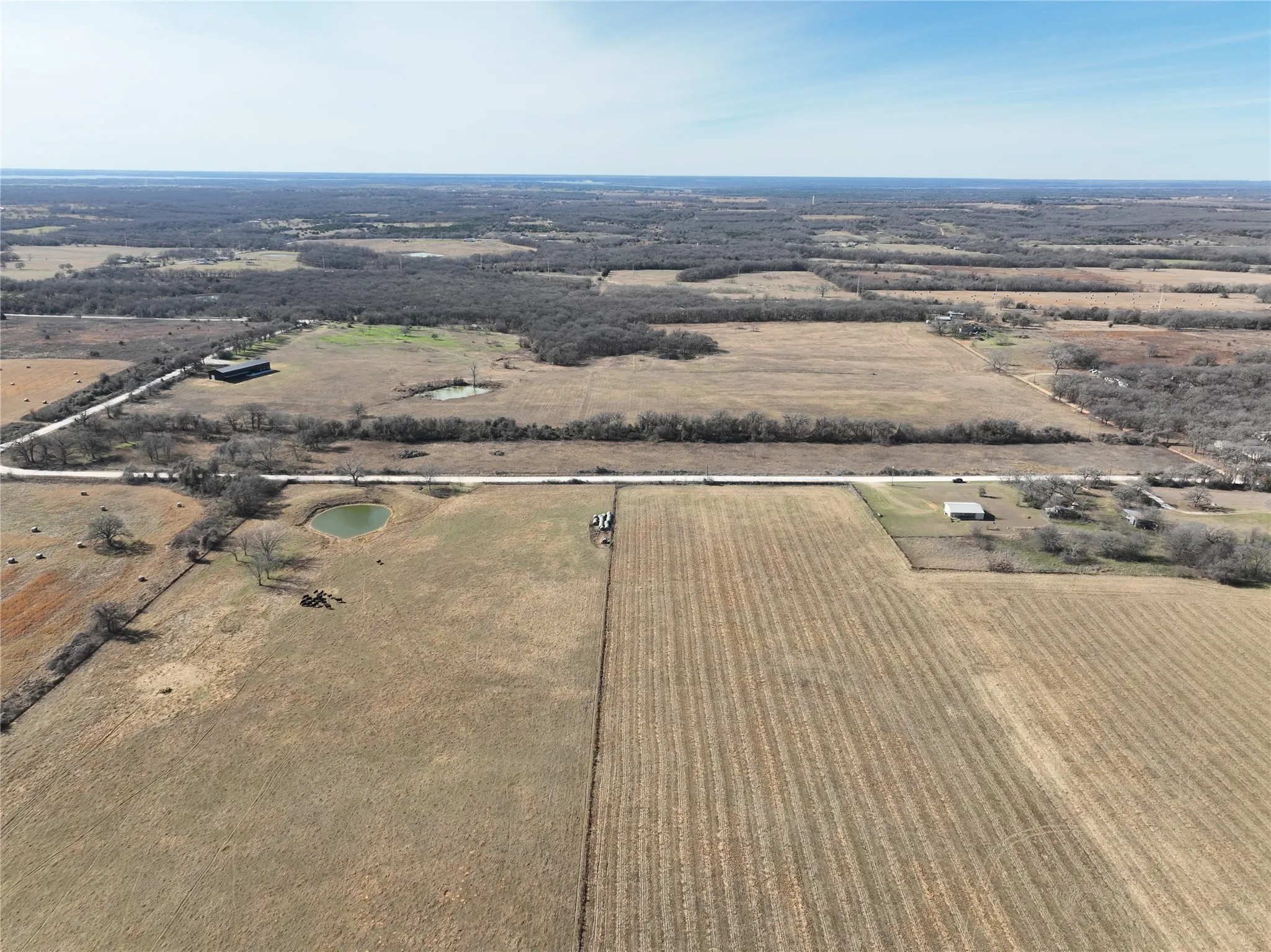 Aerial overview of property's location with rural landscape