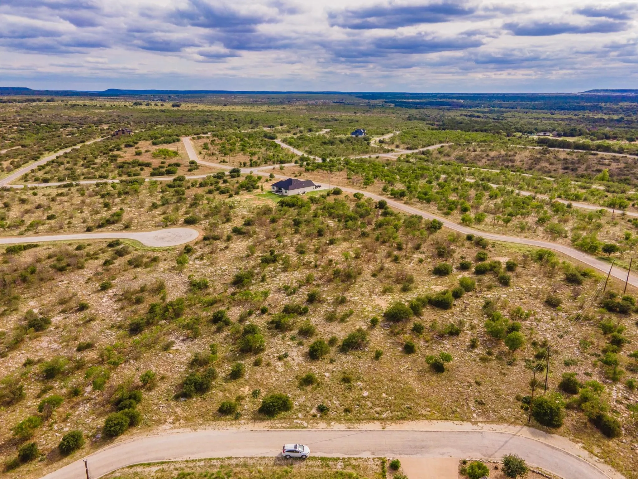 Aerial view of sparsely populated area