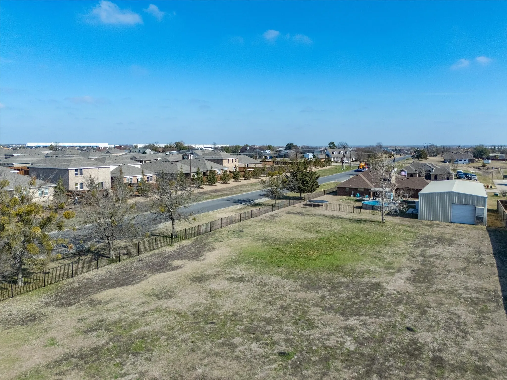 Aerial perspective of suburban area