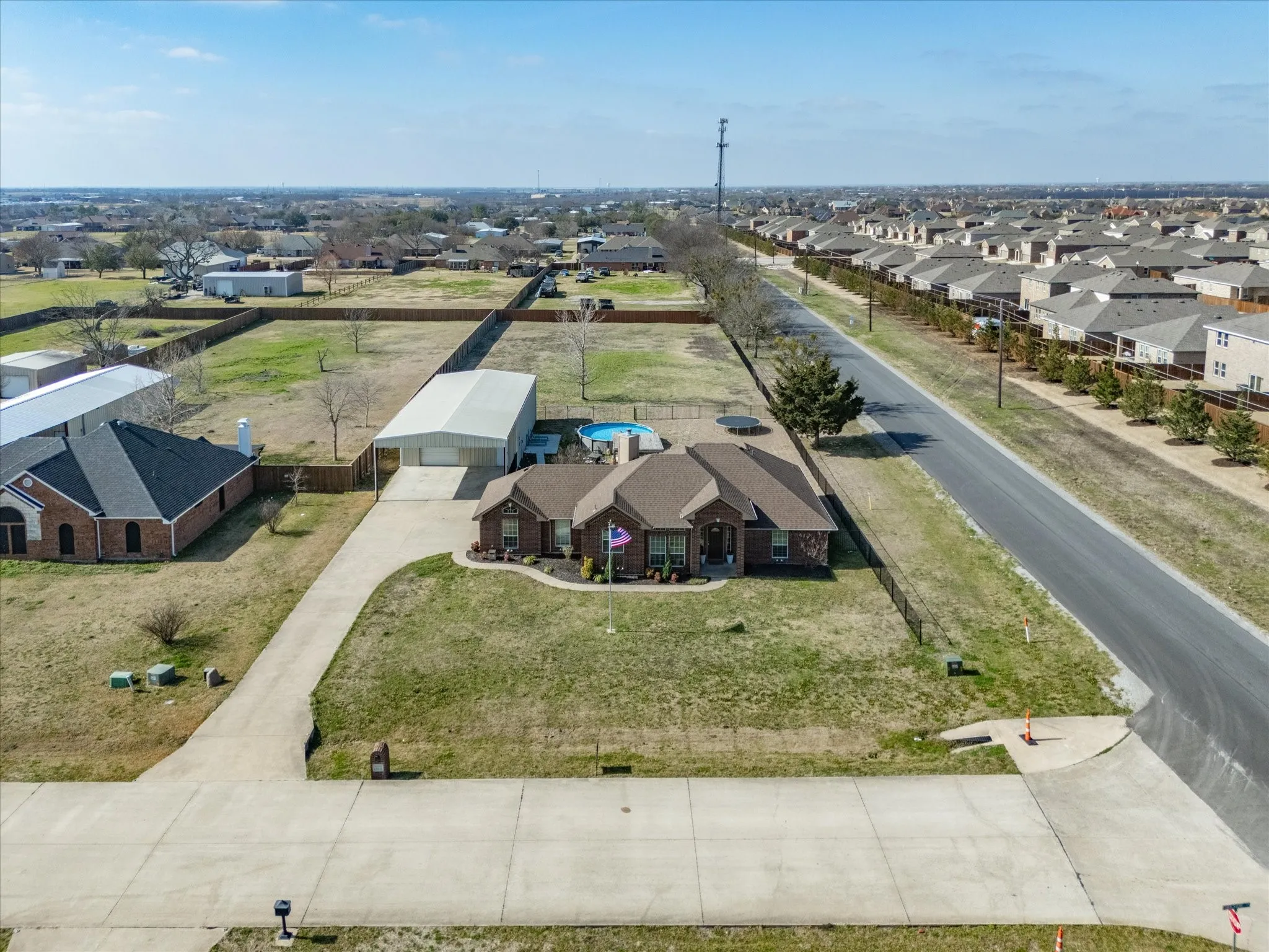 Aerial view of residential area