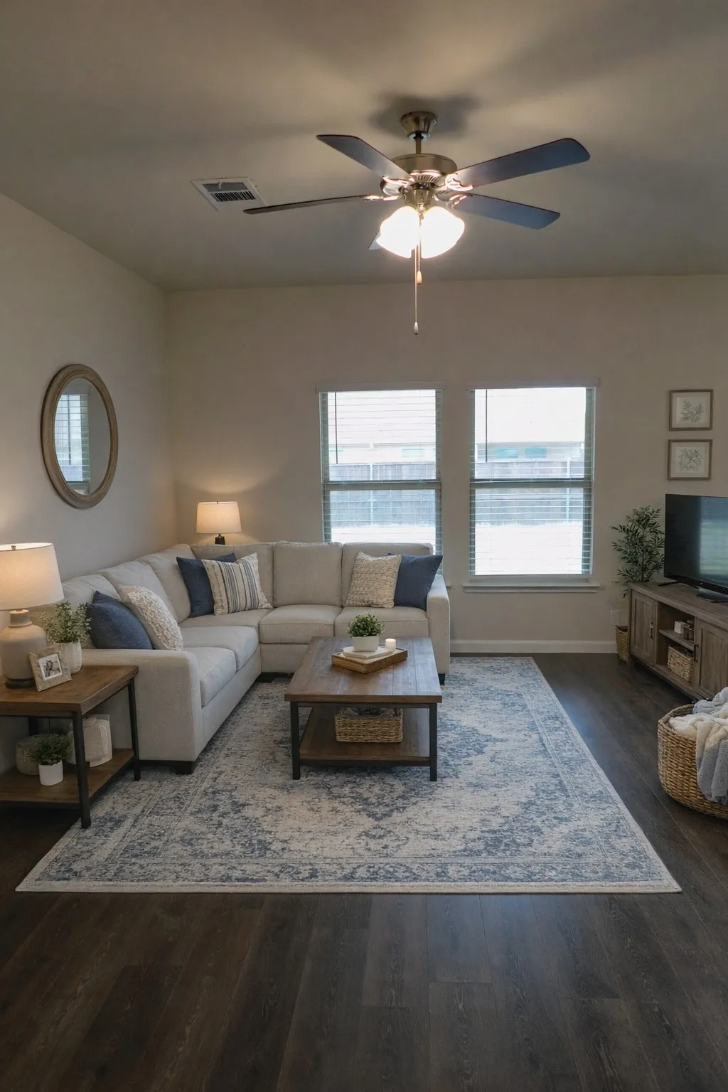 AI virtually staged living room