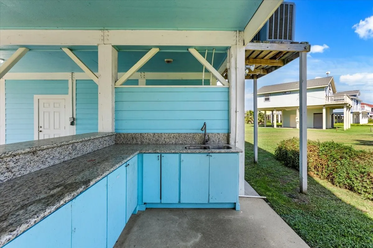 View of patio featuring sink