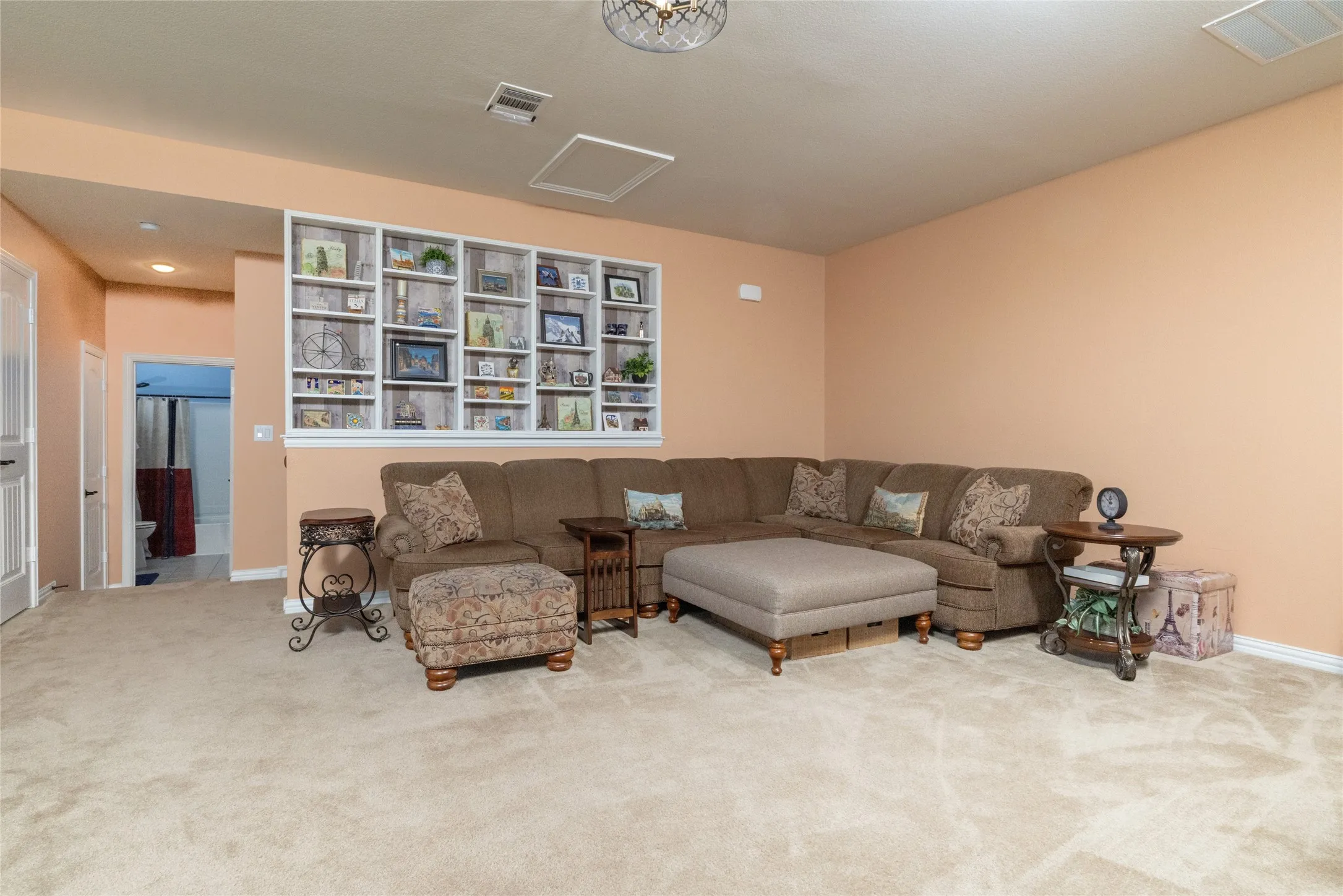 Another View in the Upstairs Living Area Showing the Custom Shelving...