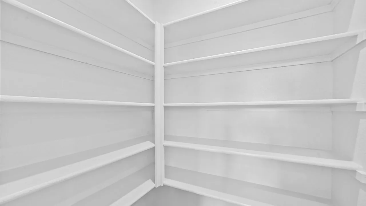 Built-in shelving providing ample storage