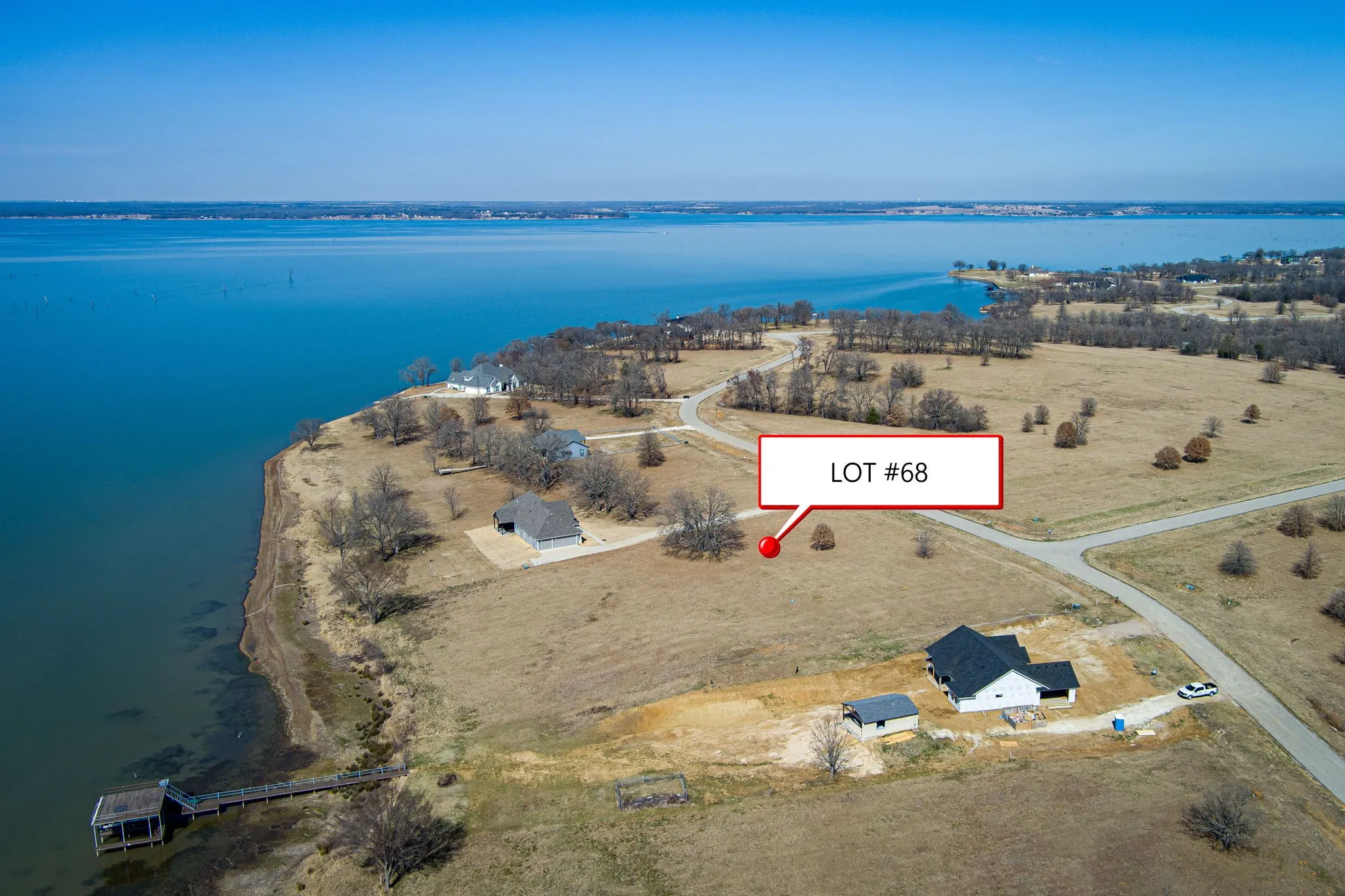 Bird's eye view of a nearby Lake.