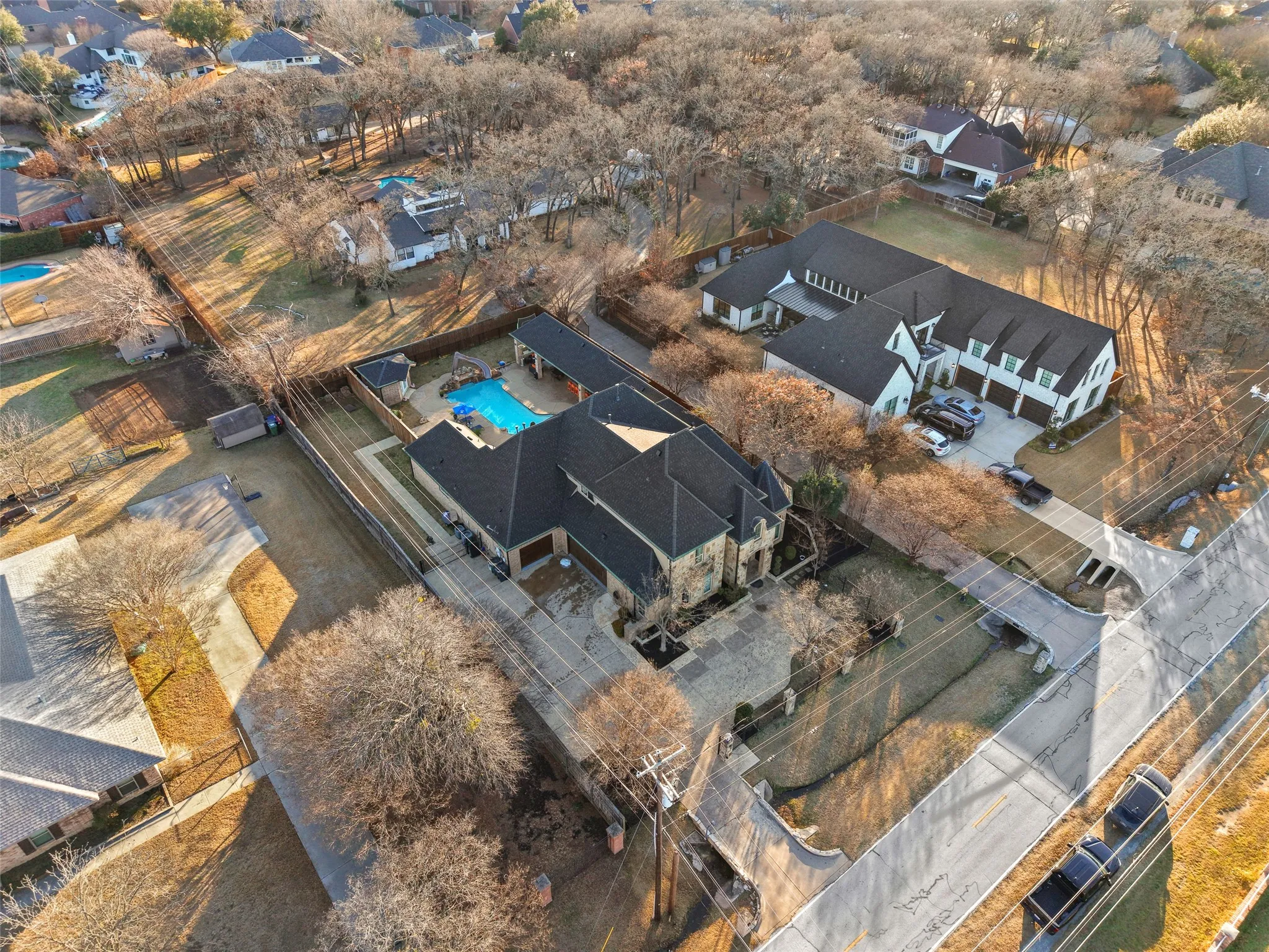 Aerial perspective of suburban area