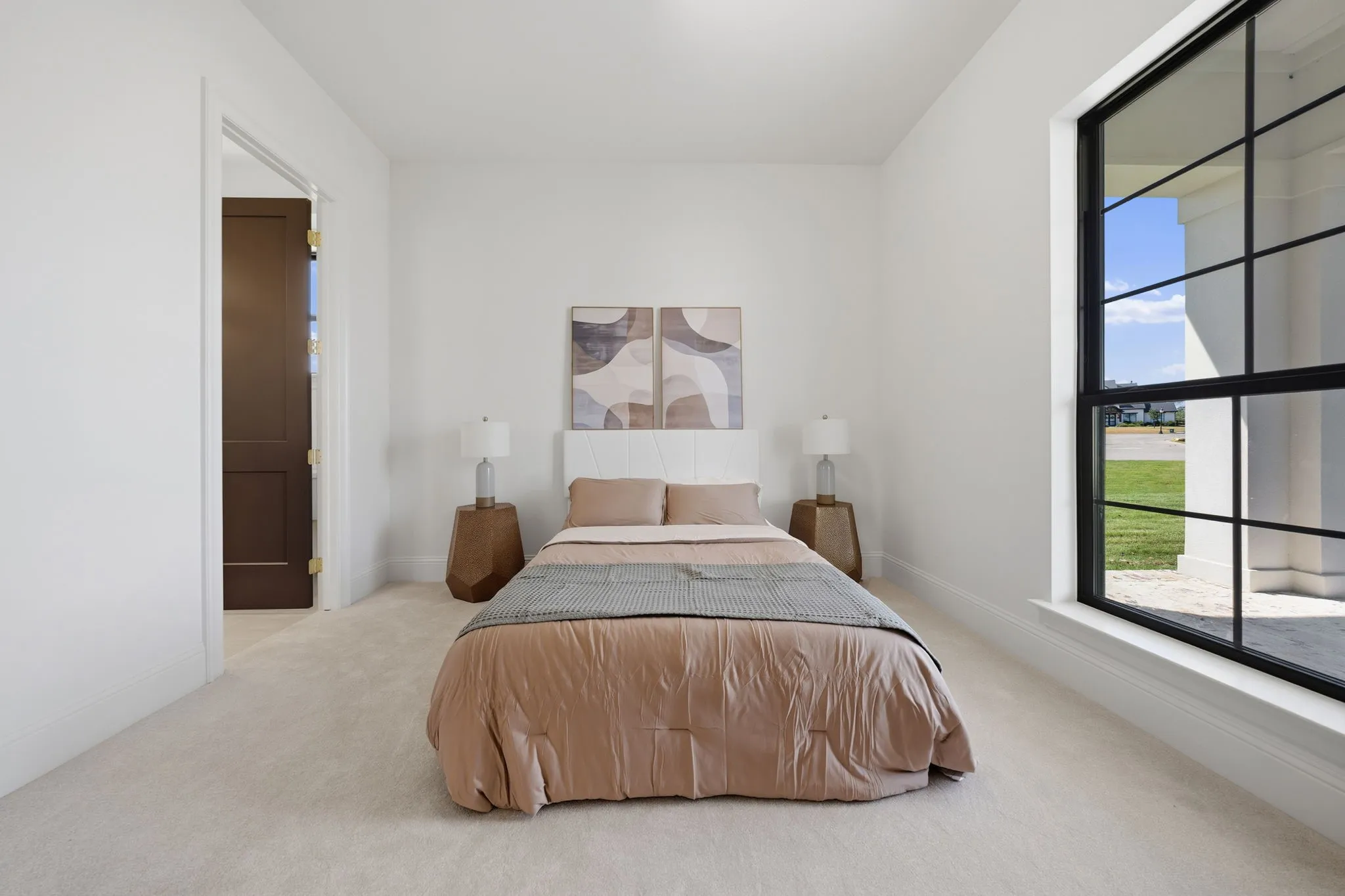 Neutral wall color with plush carpeting