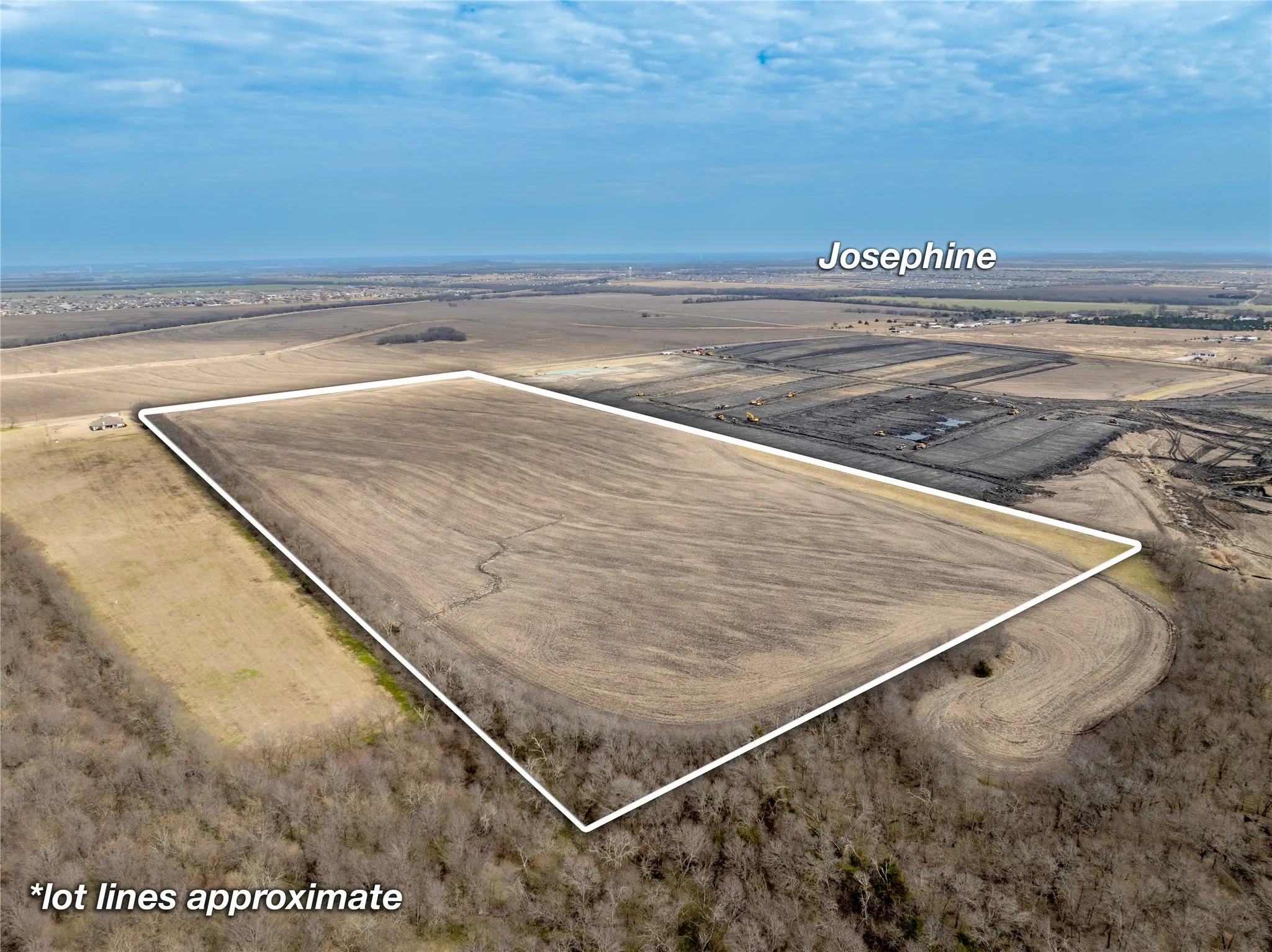 From SW looking NE with 200+ acre housing developemt to the east of tract