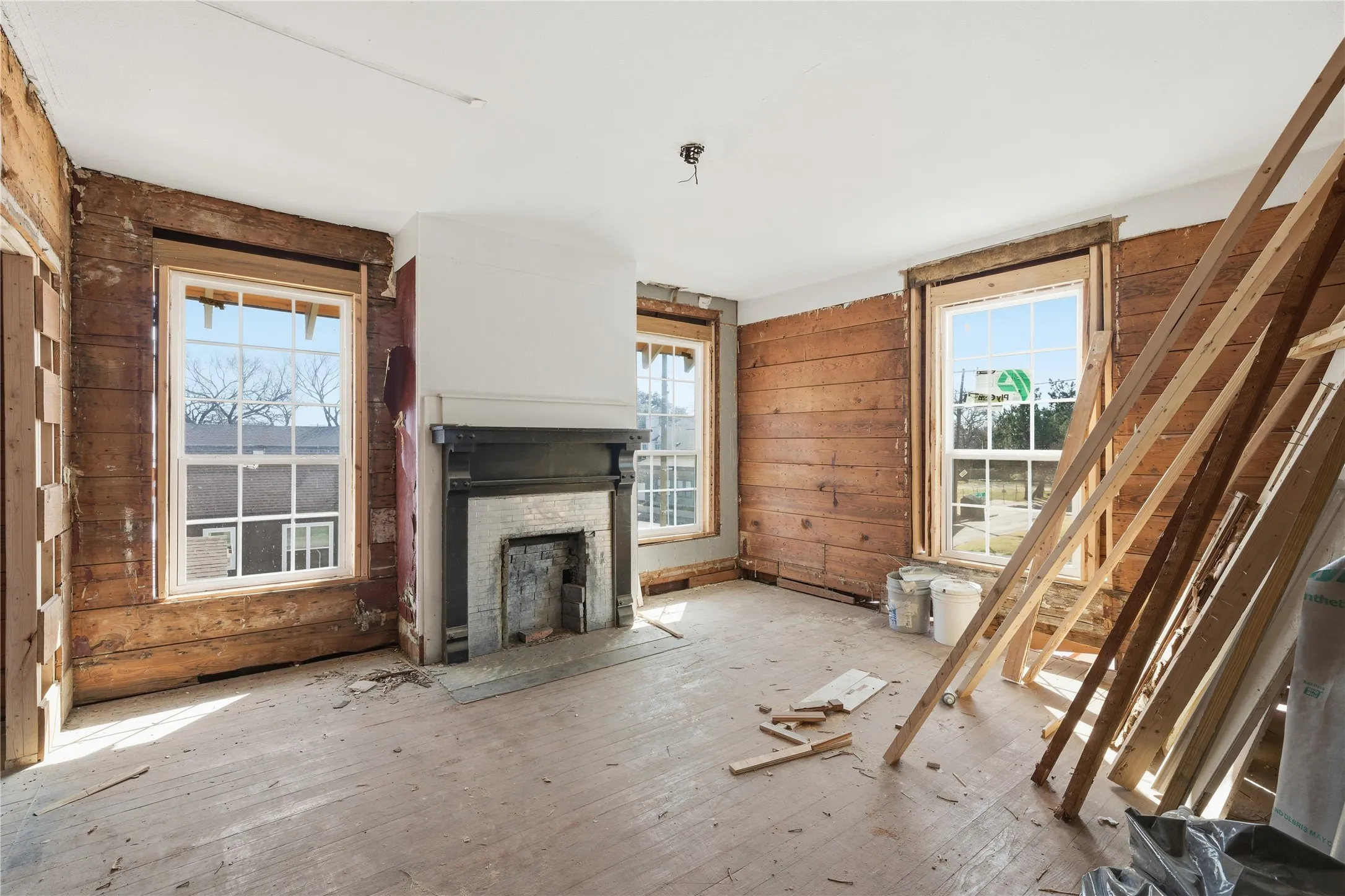Upstairs room with chimney