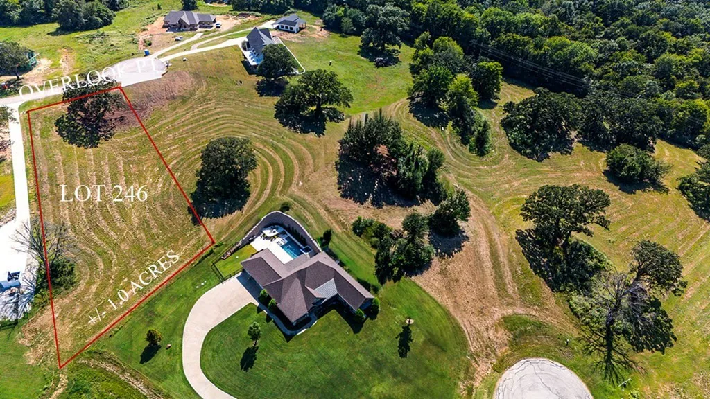 Aerial view of property's location with property boundaries highlighted