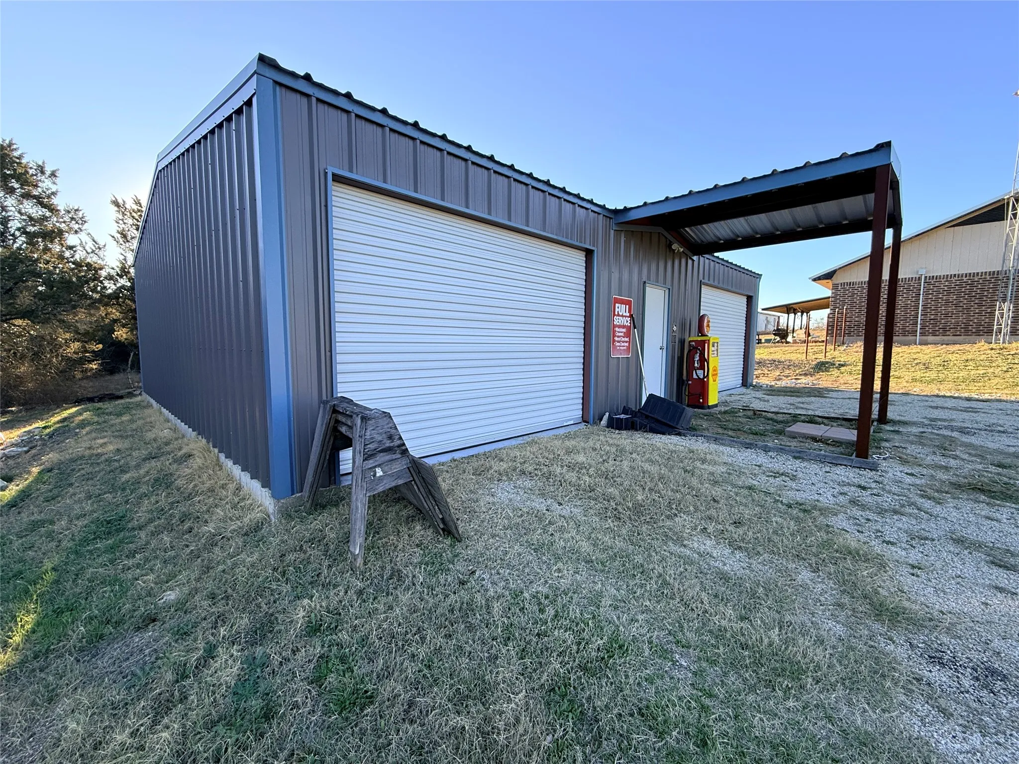 View of detached garage