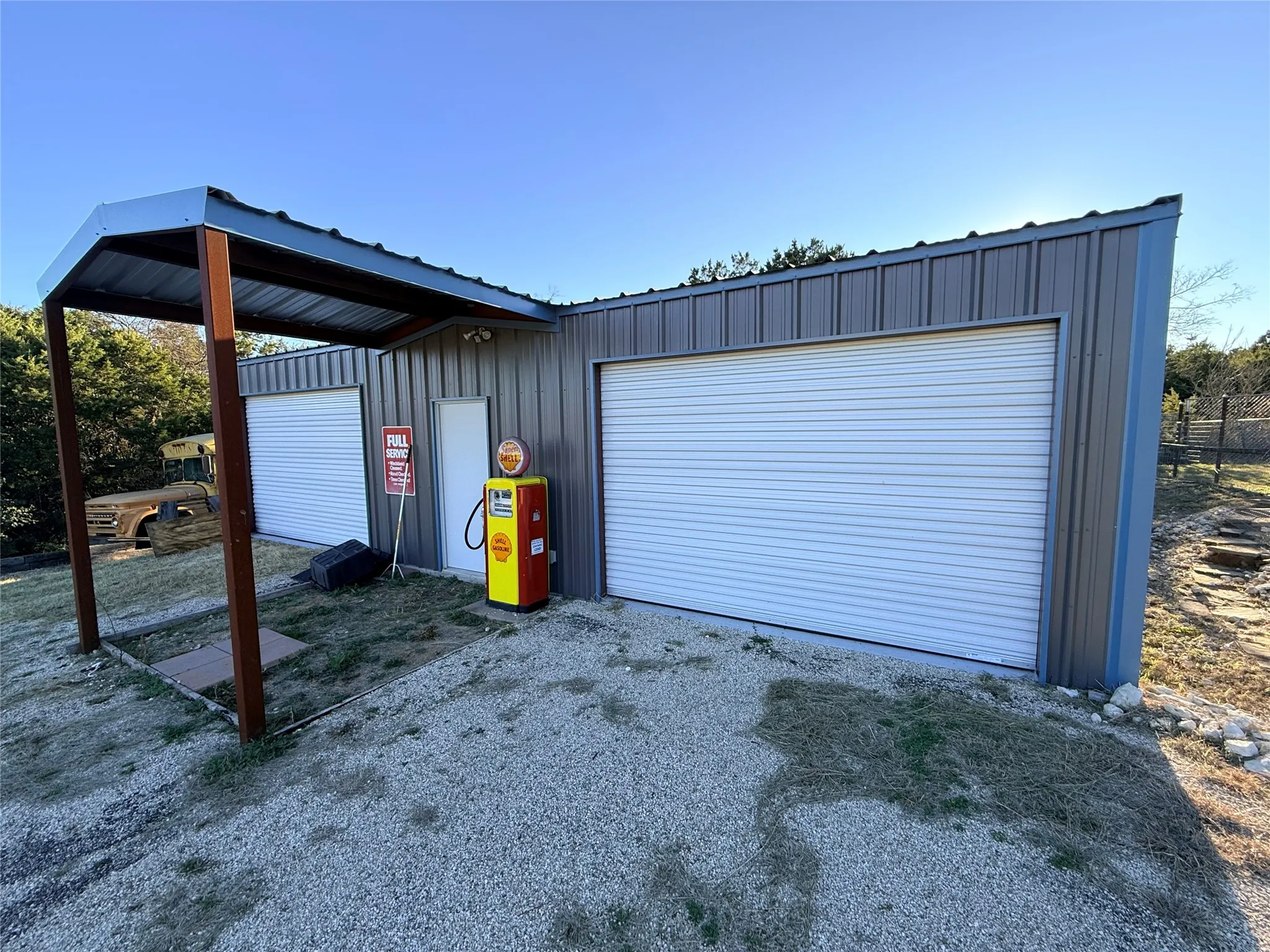 View of detached garage