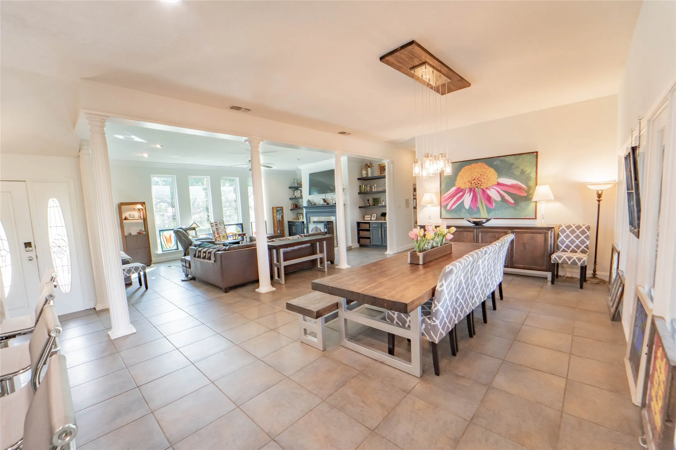 Open concept allows for great traffic flow, whether you are hosting family or guests-comfortable seats 12-14