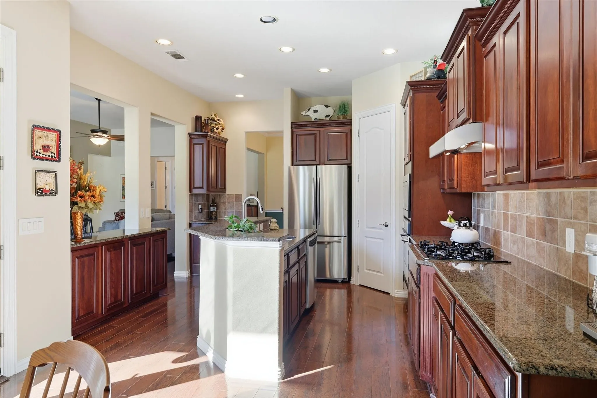 Kitchen has a breakfast bar and walk in Pantry