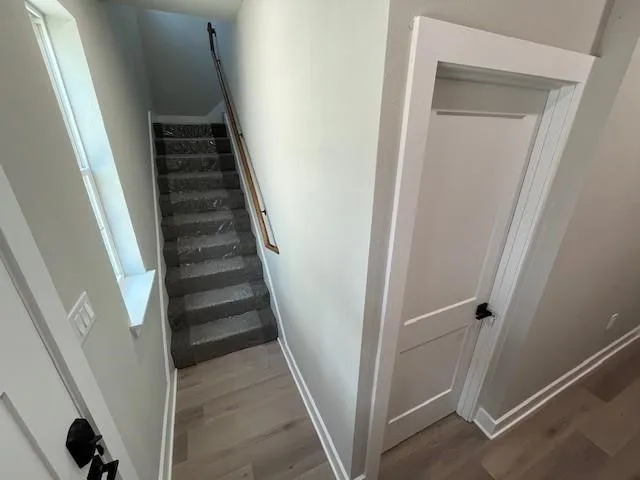 Stairs going up to second floor living quarters
