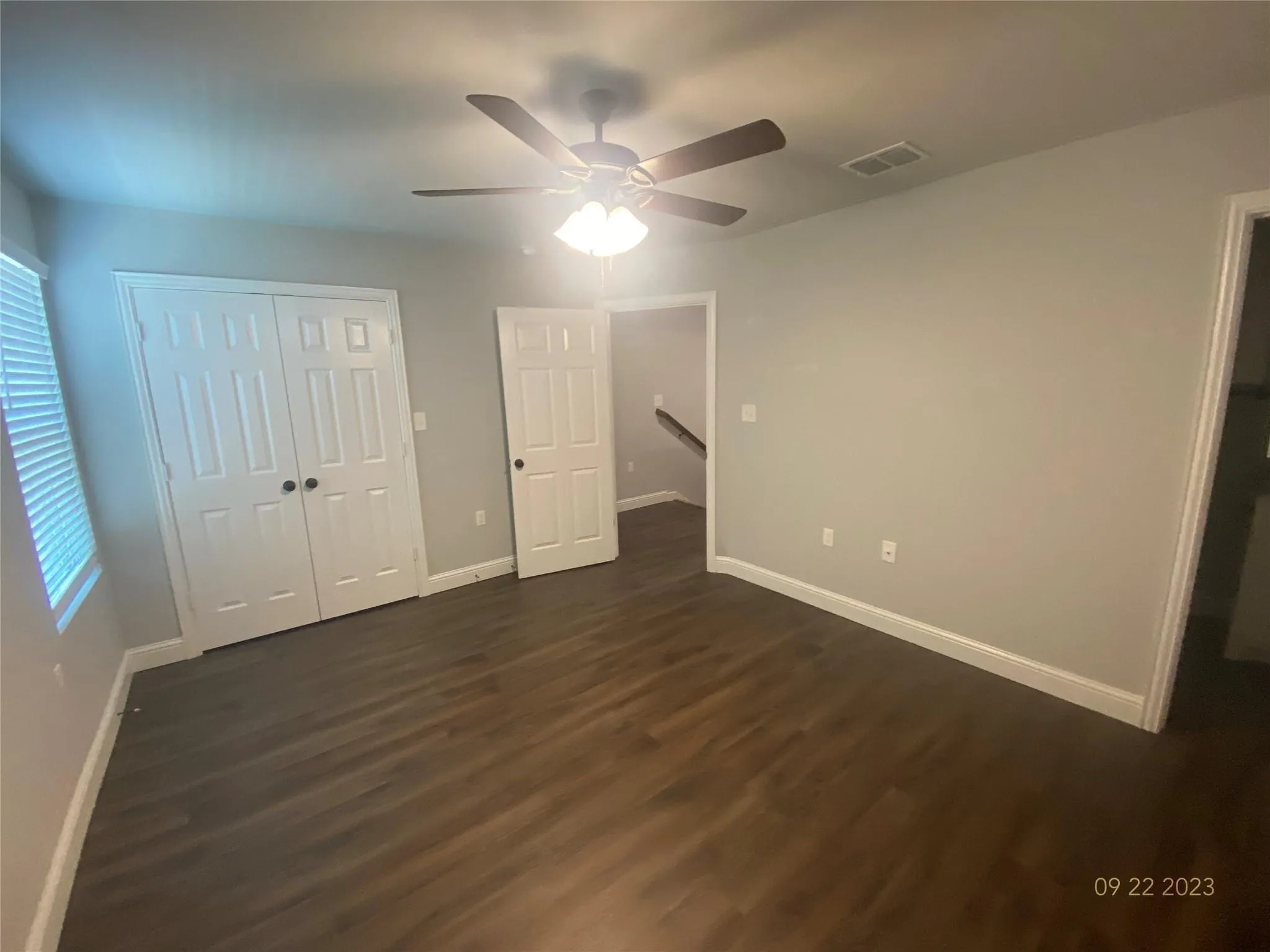 Upstairs bathroom with tub/shower combination, under sink cabinet and l