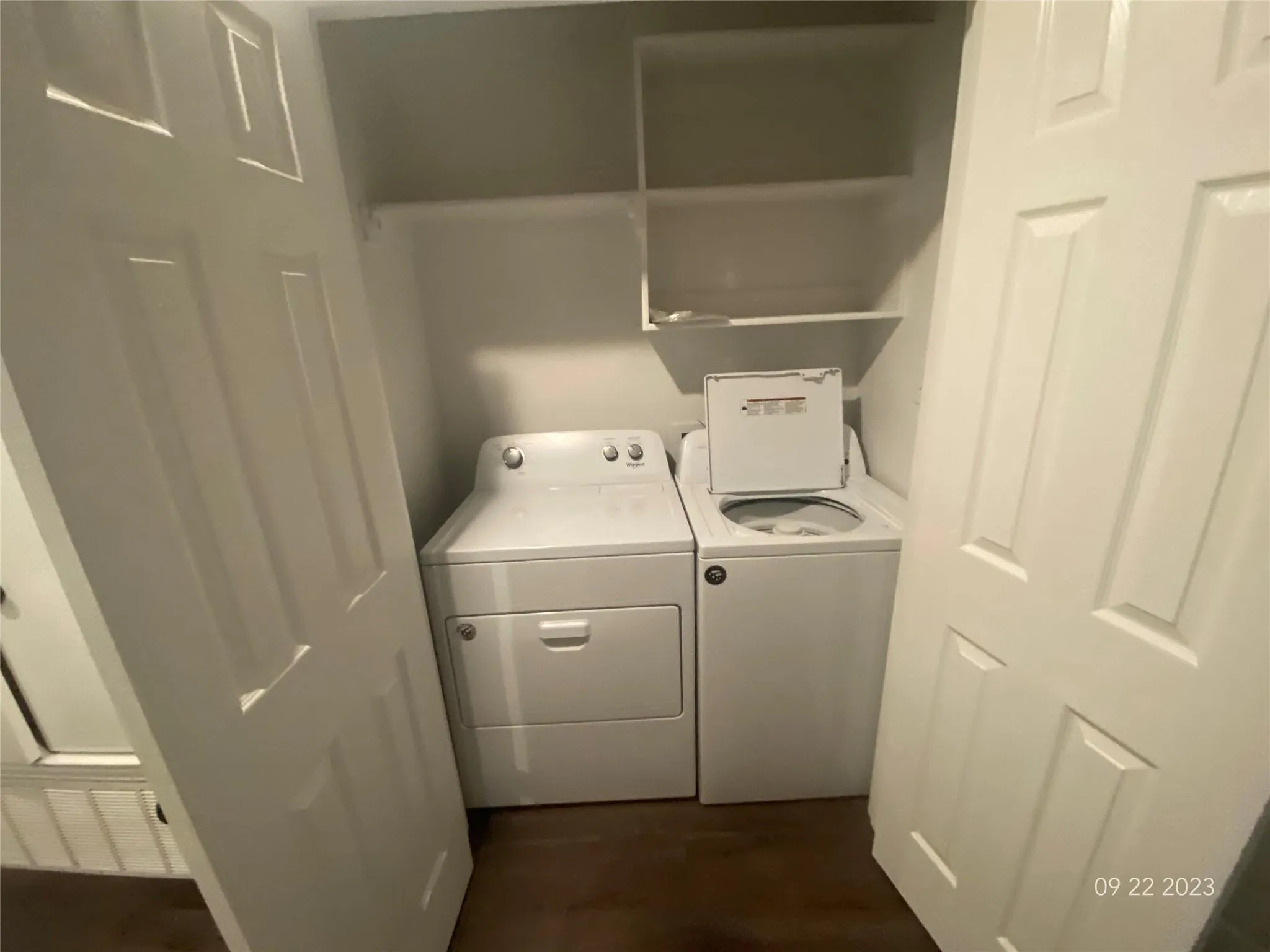 Full size washer and dryer in utility closet upstairs on 2nd floor