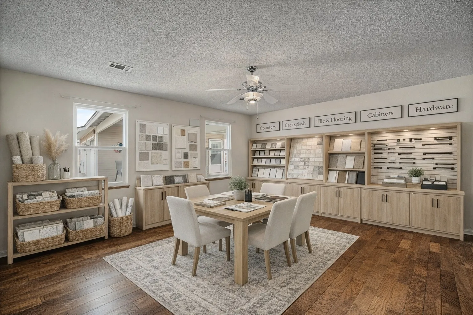 Primary bedroom easily transitions into conference room, storage, workroom, various flexible optionslight. Virtually staged.