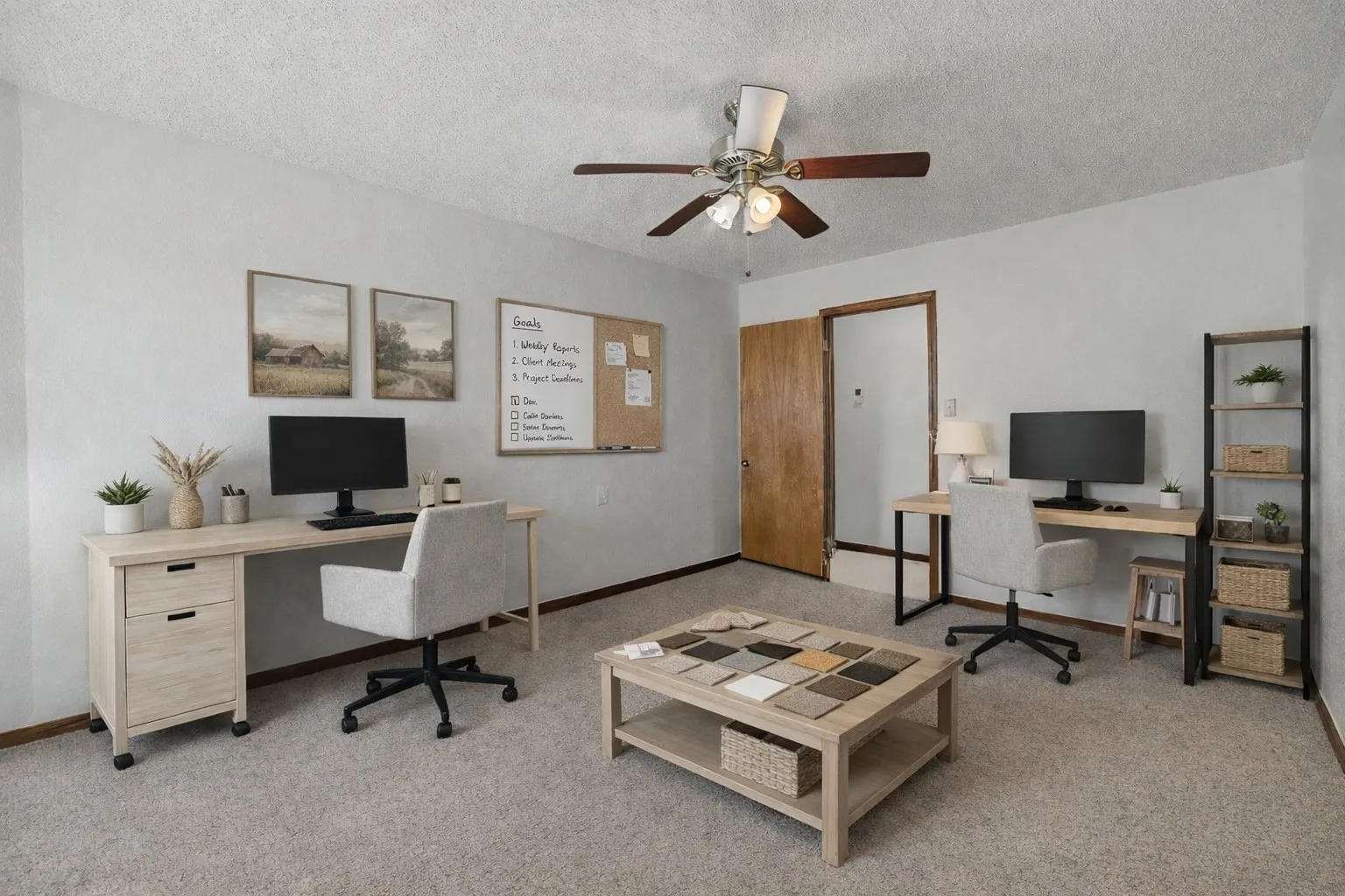 First bedroom easily transitions to employee office, storage, various flexible options. Virtually staged.
