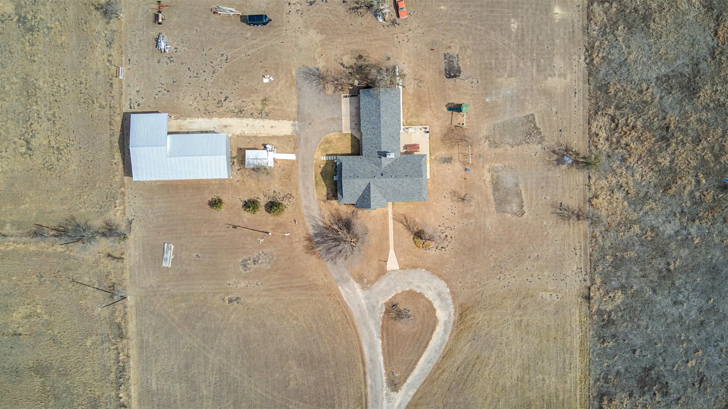 Aerial view directly over home