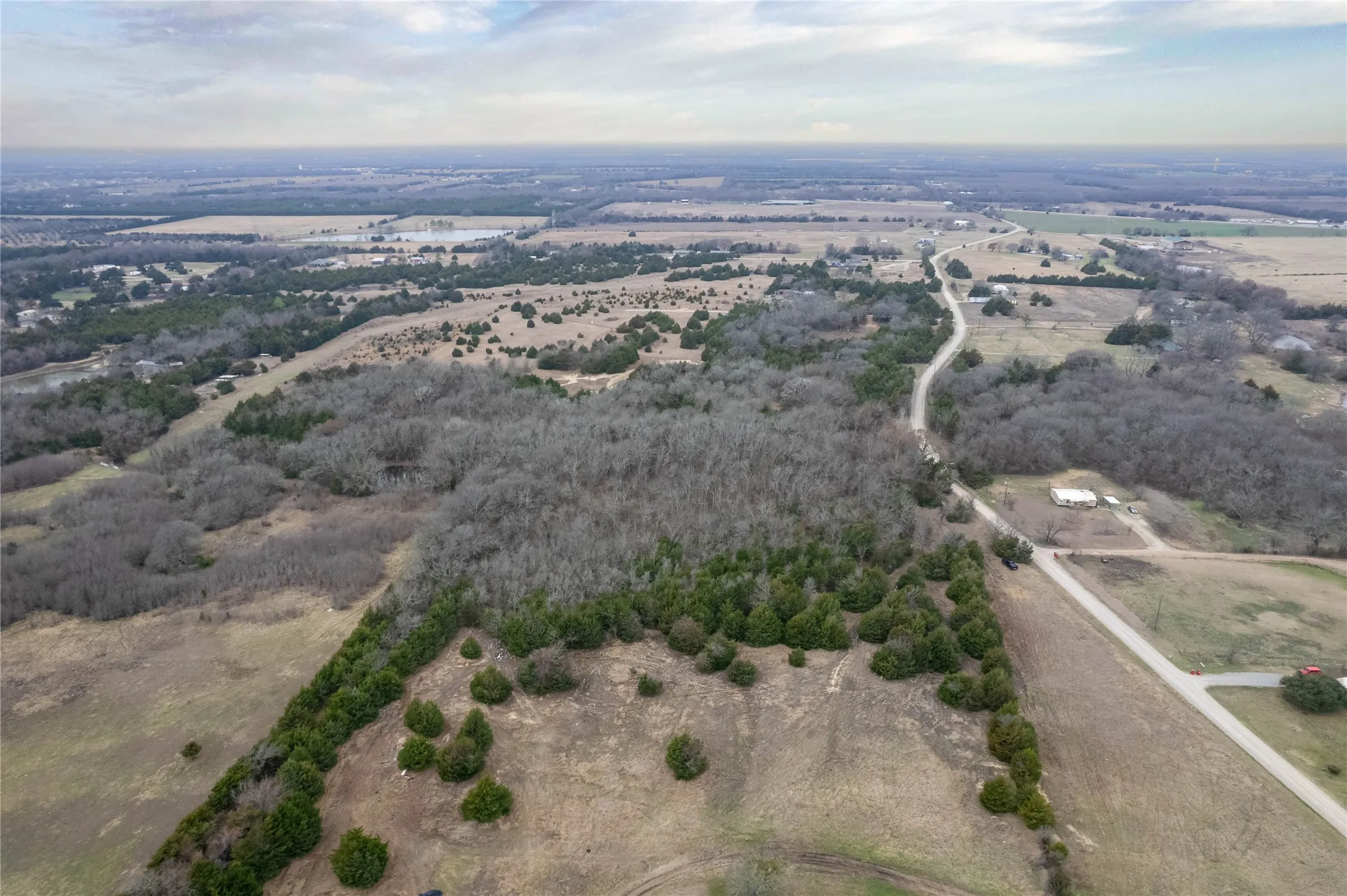 Aerial view of sparsely populated area