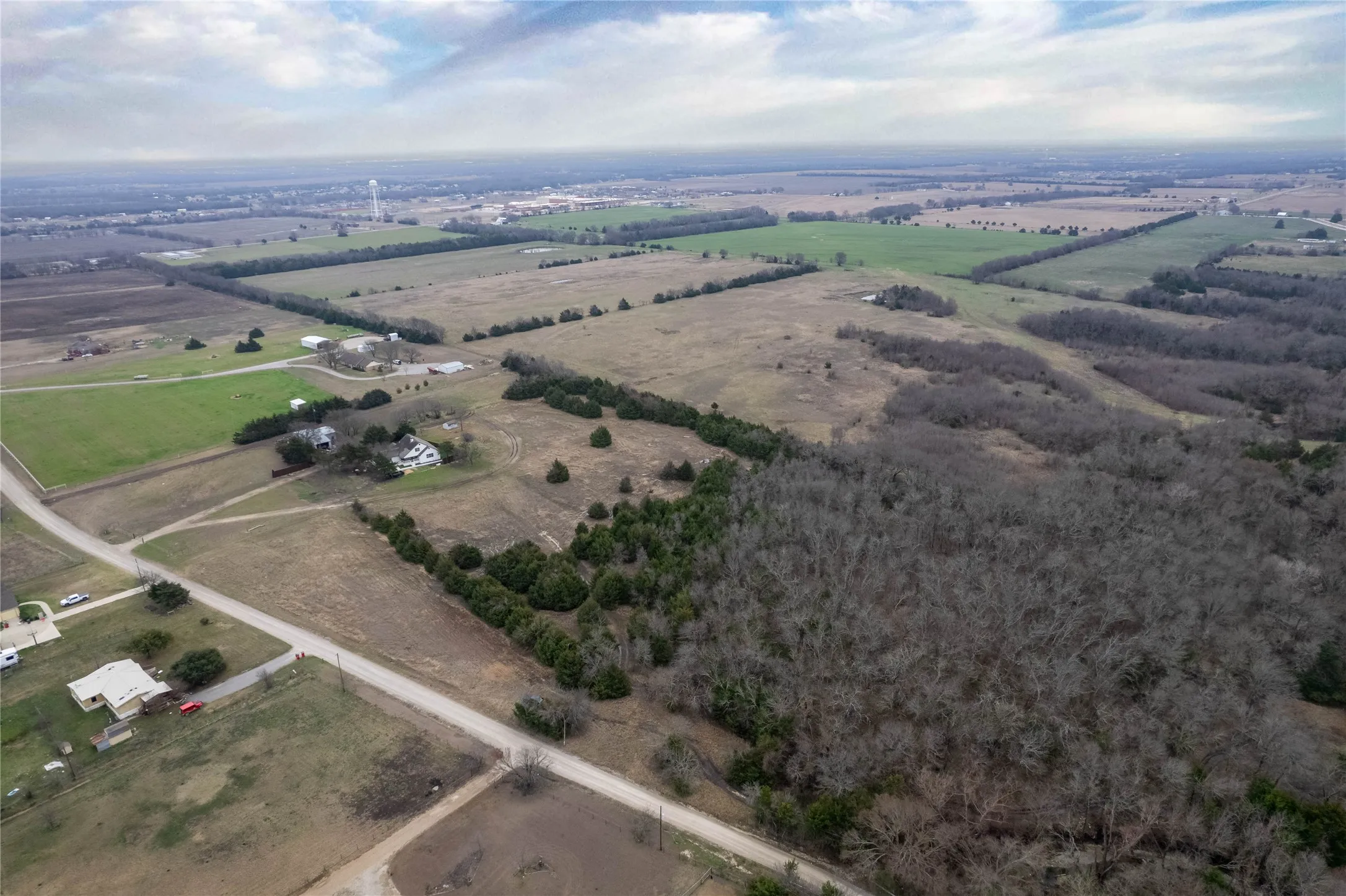 Overview of rural landscape featuring abundant farmland