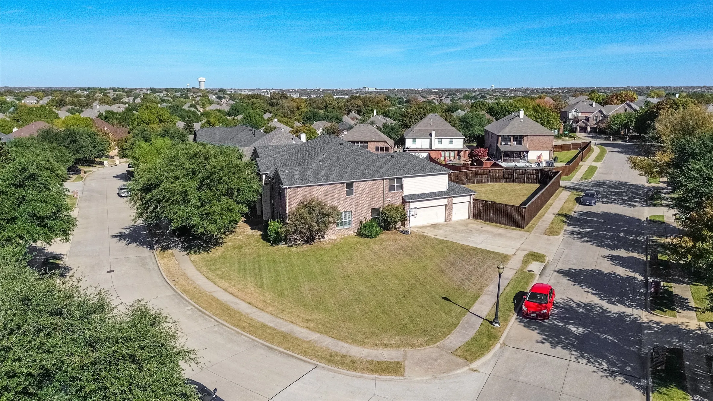 Aerial perspective of suburban area